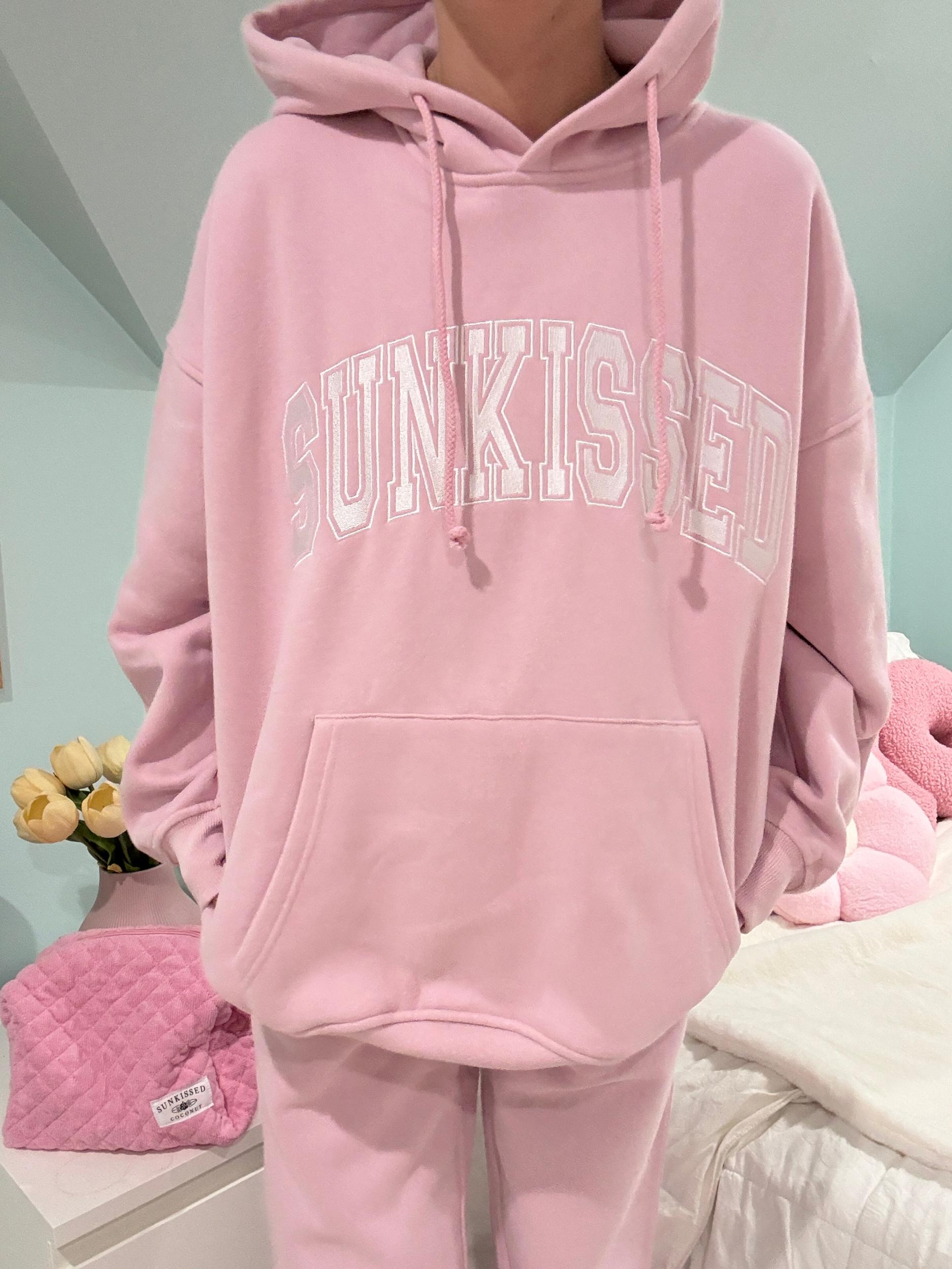 Mauve Mist Varsity Embroider Hoodie Product Image