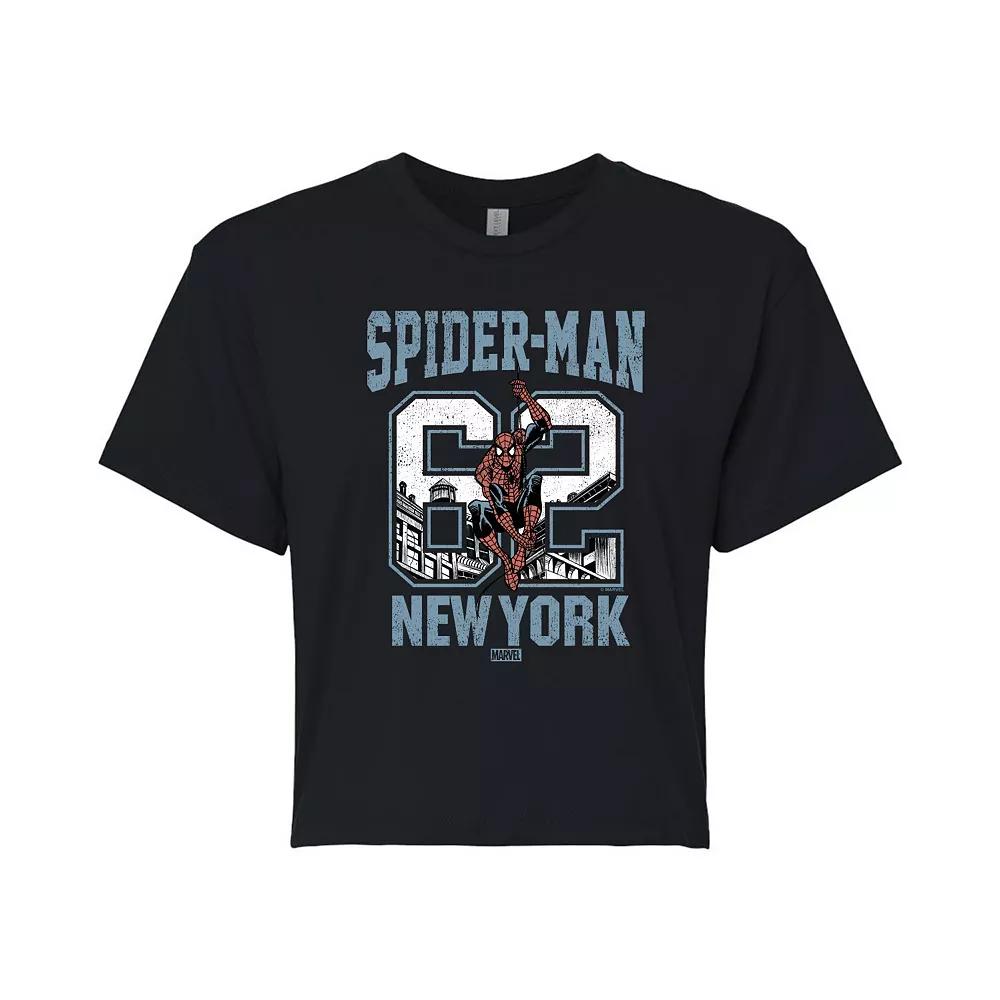 Juniors' Marvel Spider-Man New York Vintage Cropped Tee, Girl's,  Product Image