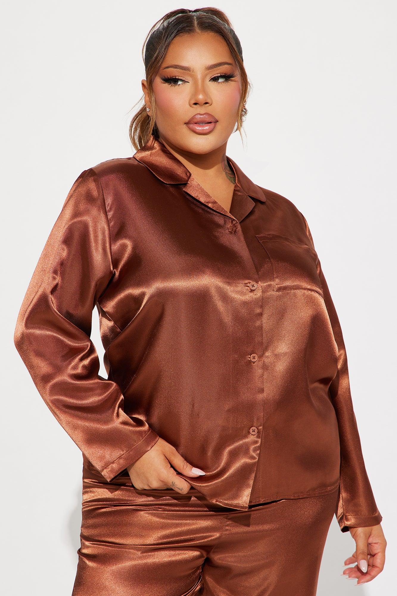 Pillow Fight Satin PJ Pant Set - Copper Product Image