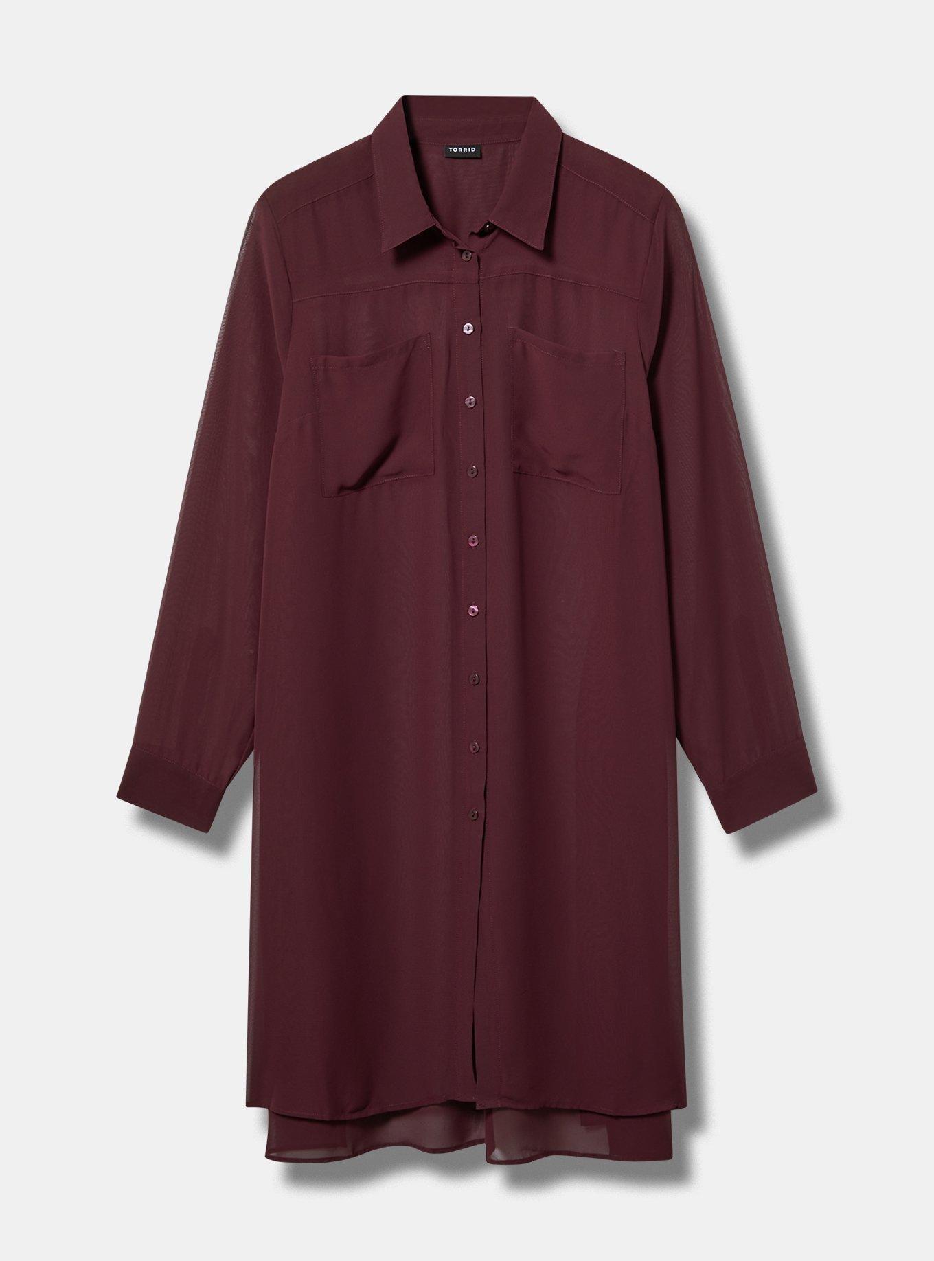 Sheer Long Sleeve Tunic Shirt Product Image