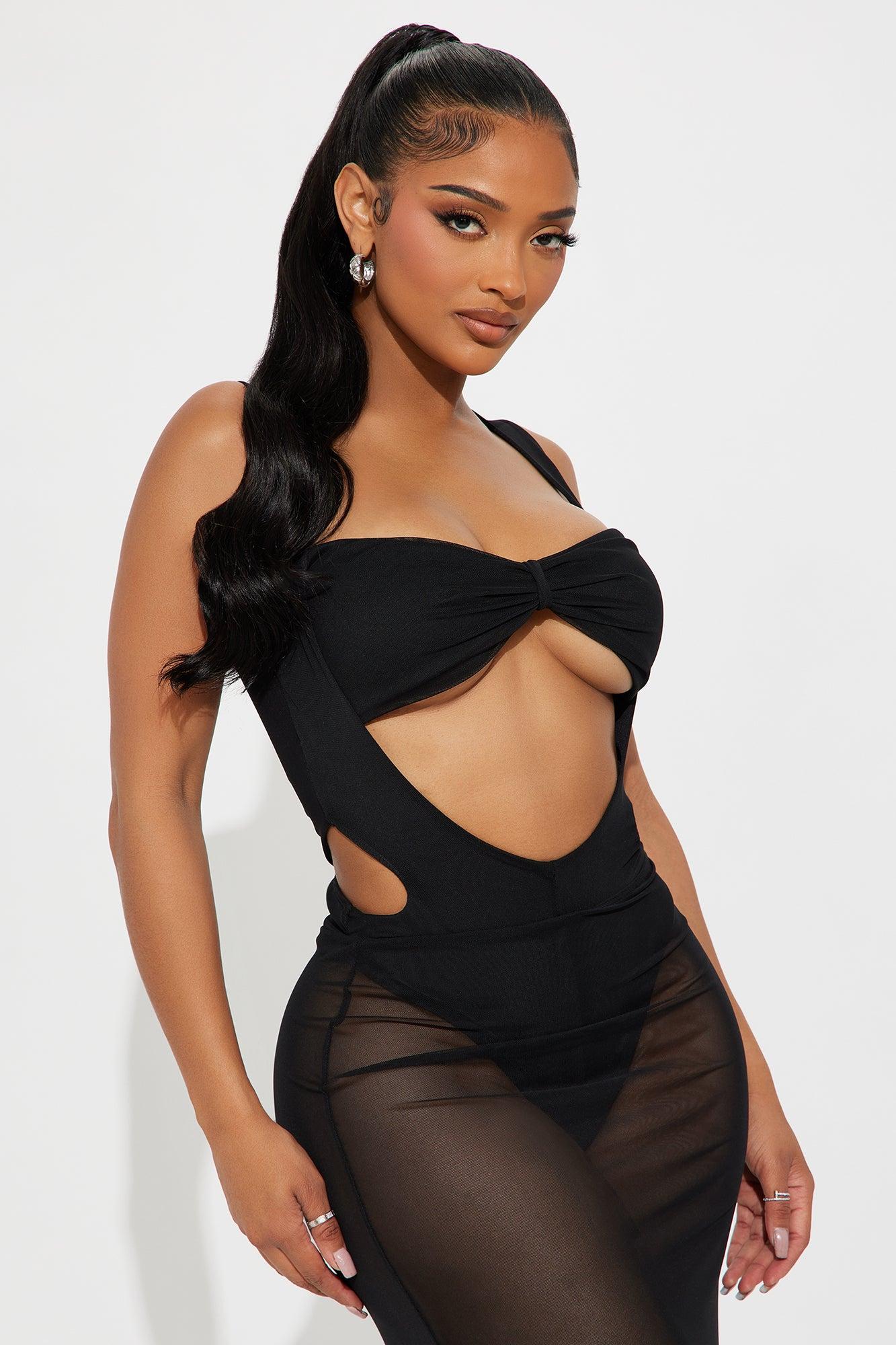 Barely Behaved Mesh Skirt Set - Black Female Product Image