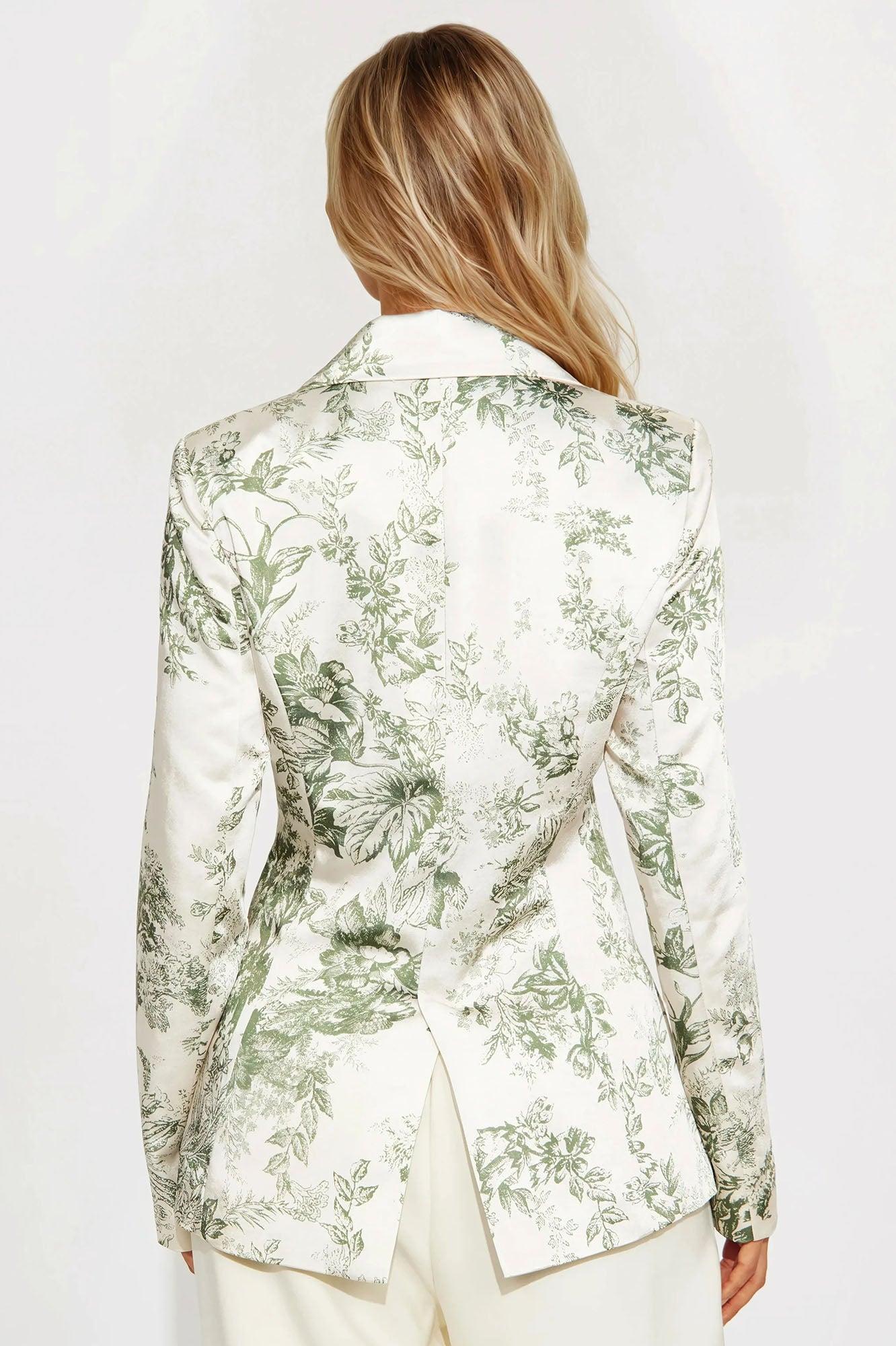 Jolie Floral Satin Blazer - Cream/combo Female Product Image