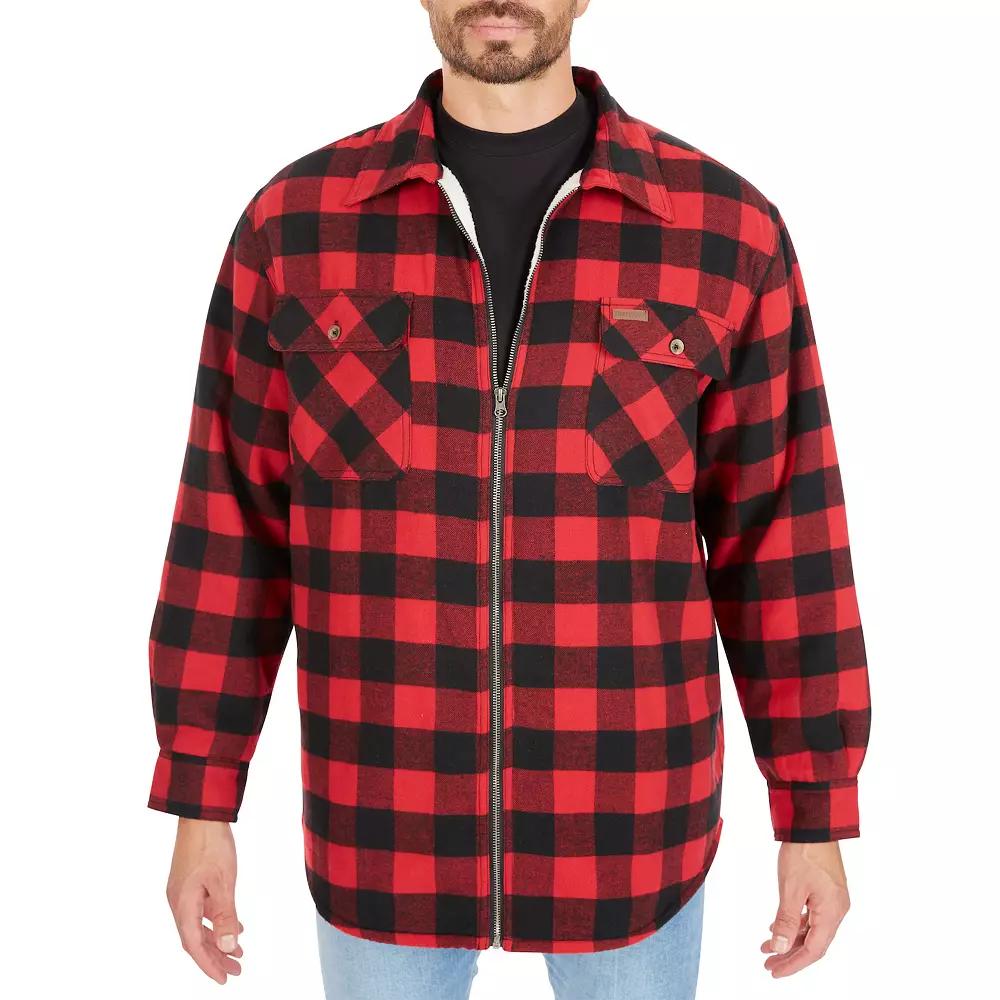 Men's Smith's Workwear Plaid Sherpa-Lined Cotton Flannel Shirt Jacket,  Product Image