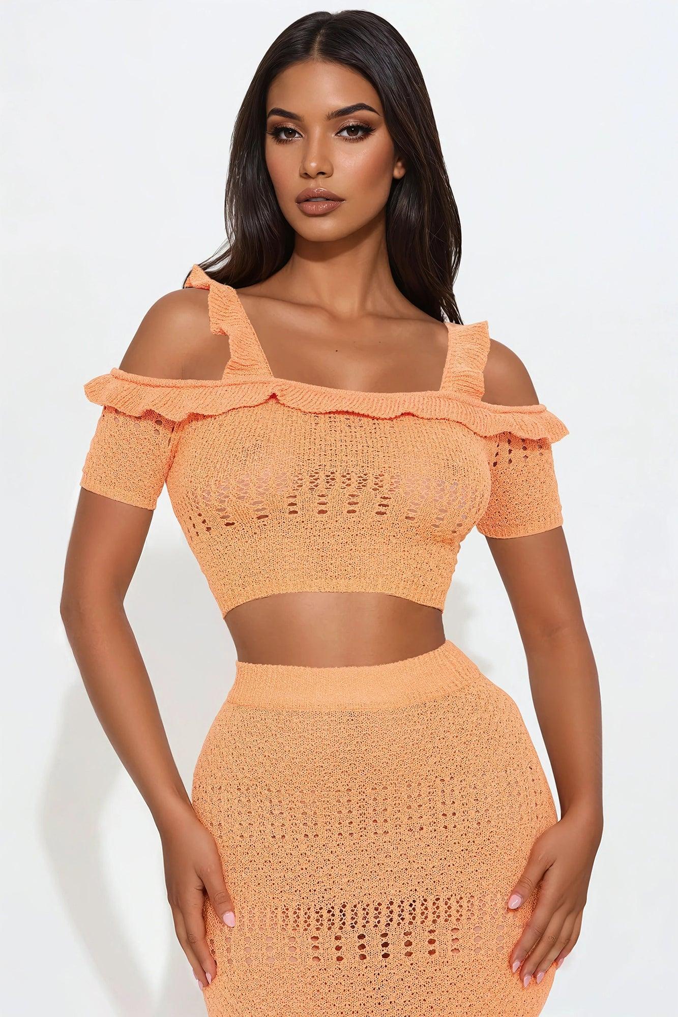 Cindy Crochet Maxi Skirt Set - Orange Product Image