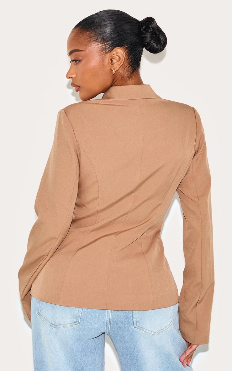 Shape Taupe Tailored Plunge Neck Cinched Waist Blazer Product Image