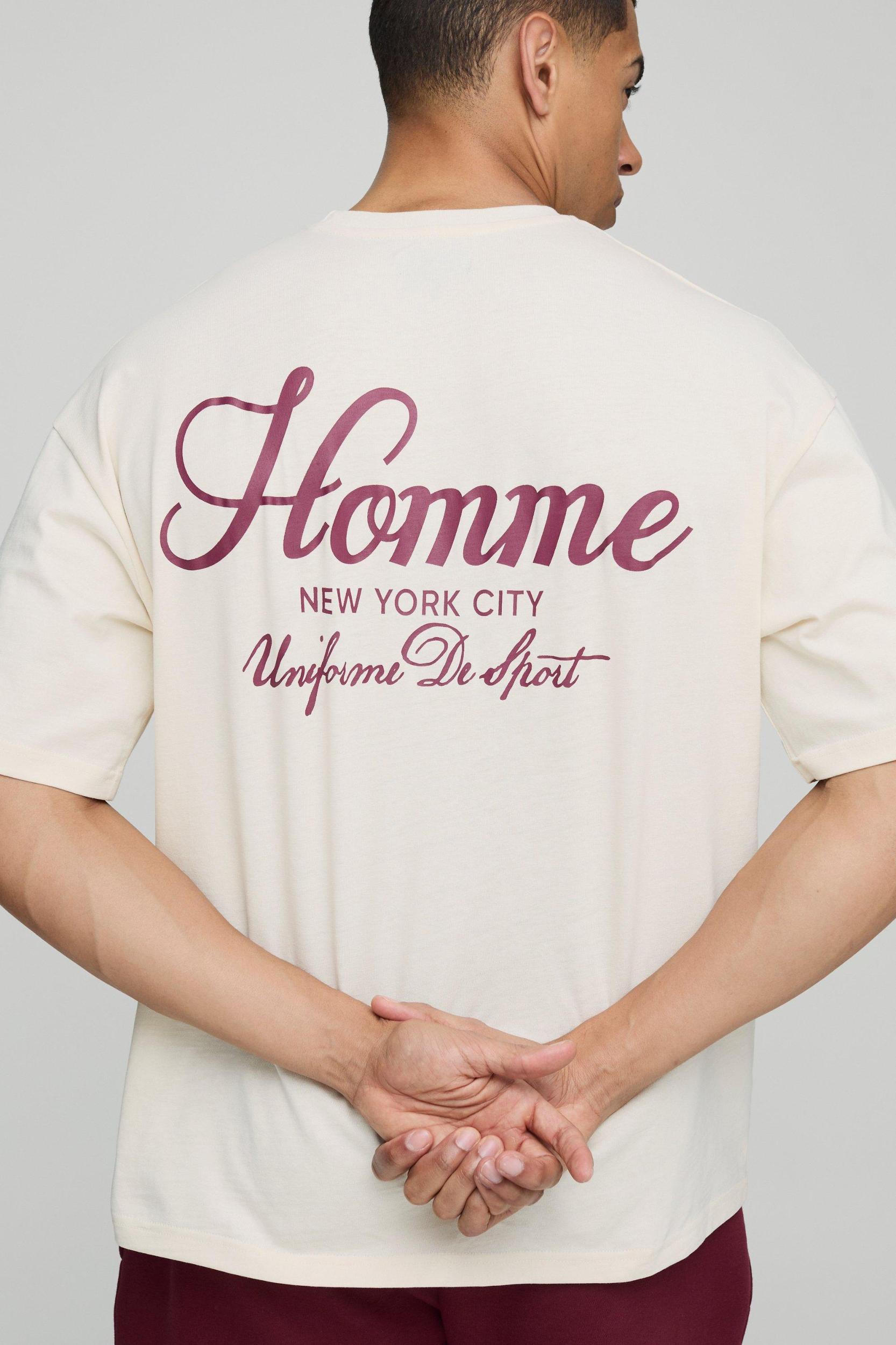 Oversized Boxy Homme Embroidered T-Shirt & Short Set | boohooMAN USA Product Image