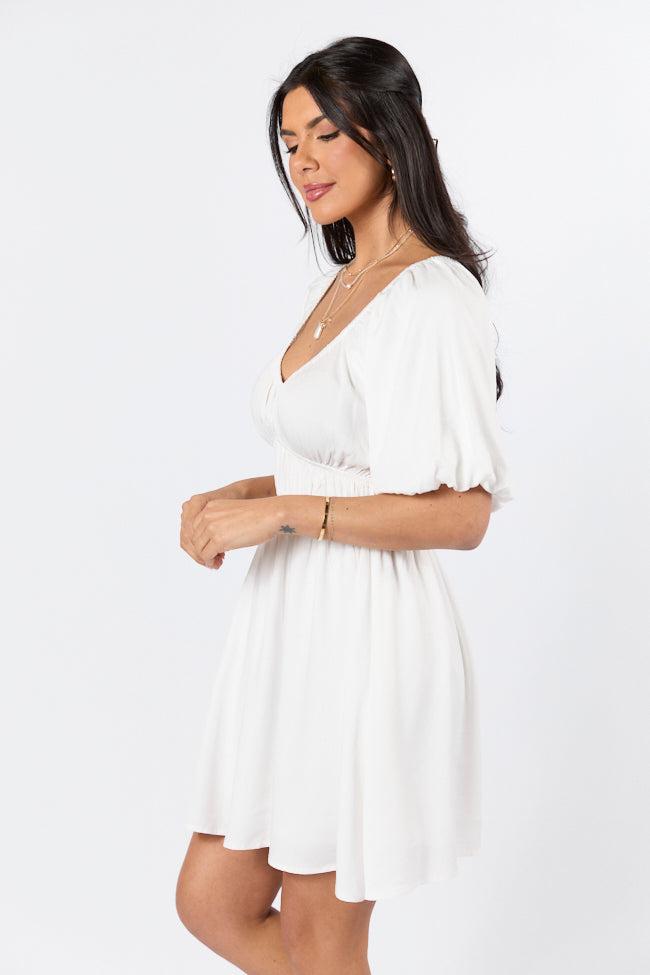 When In Paradise White Solid Mini Dress FINAL SALE Product Image