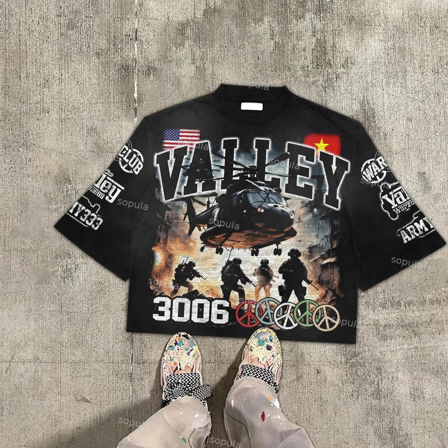 Vintage Warzone Graphic 100% Cotton T-Shirt Cropped Tees Product Image