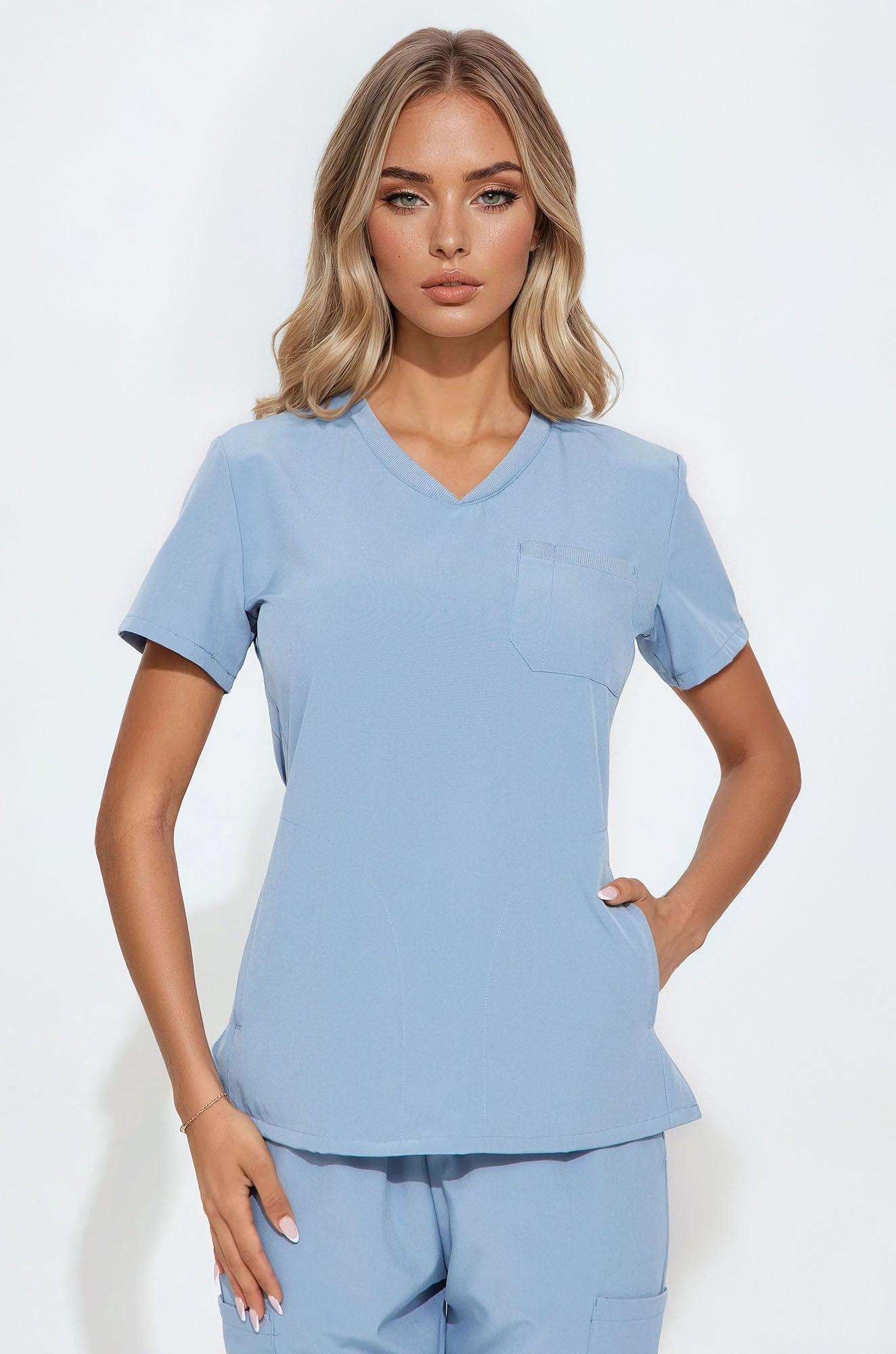 Daily Routine Stretch Uniform Scrub Jogger Set - Slate Blue Female Product Image