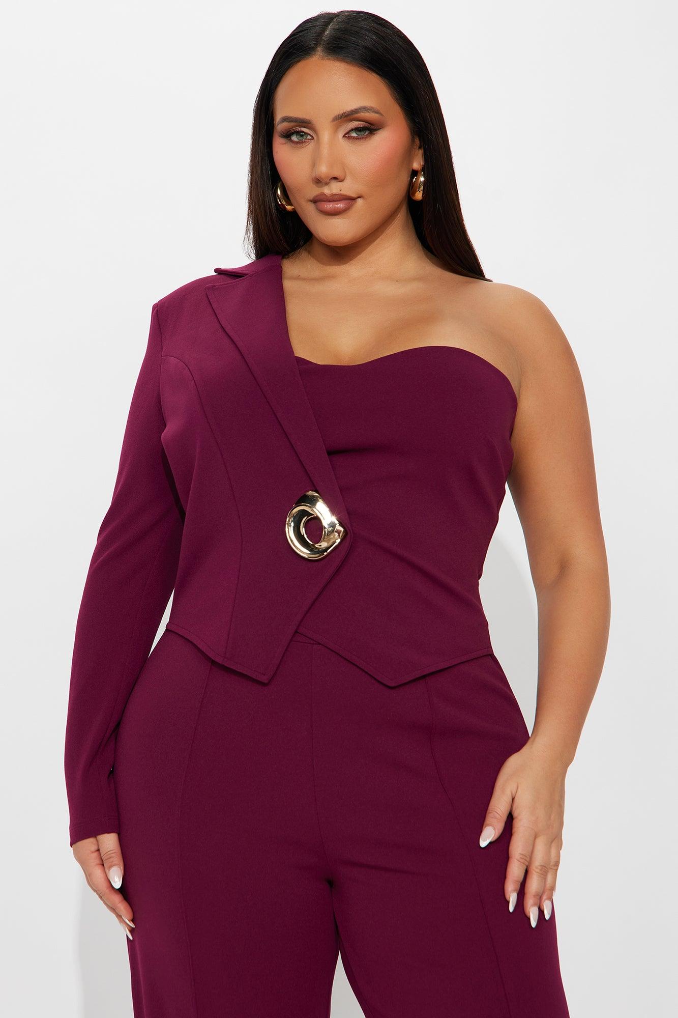 Selena One Shoulder Jumpsuit - Plum Female Product Image