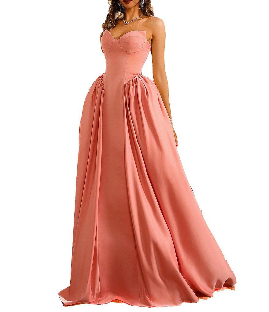Terani Couture Sweetheart Neck Side Pleated Satin Ballgown Product Image