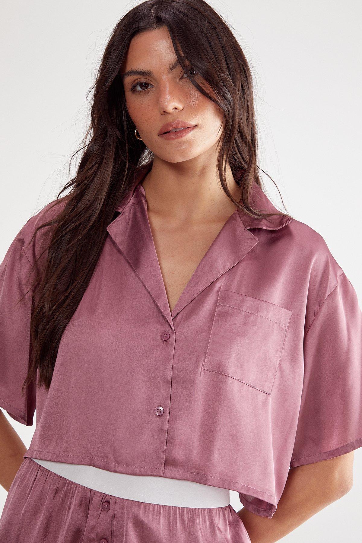 Satin Boxy Shirt And Boxer Short Pajama  Product Image