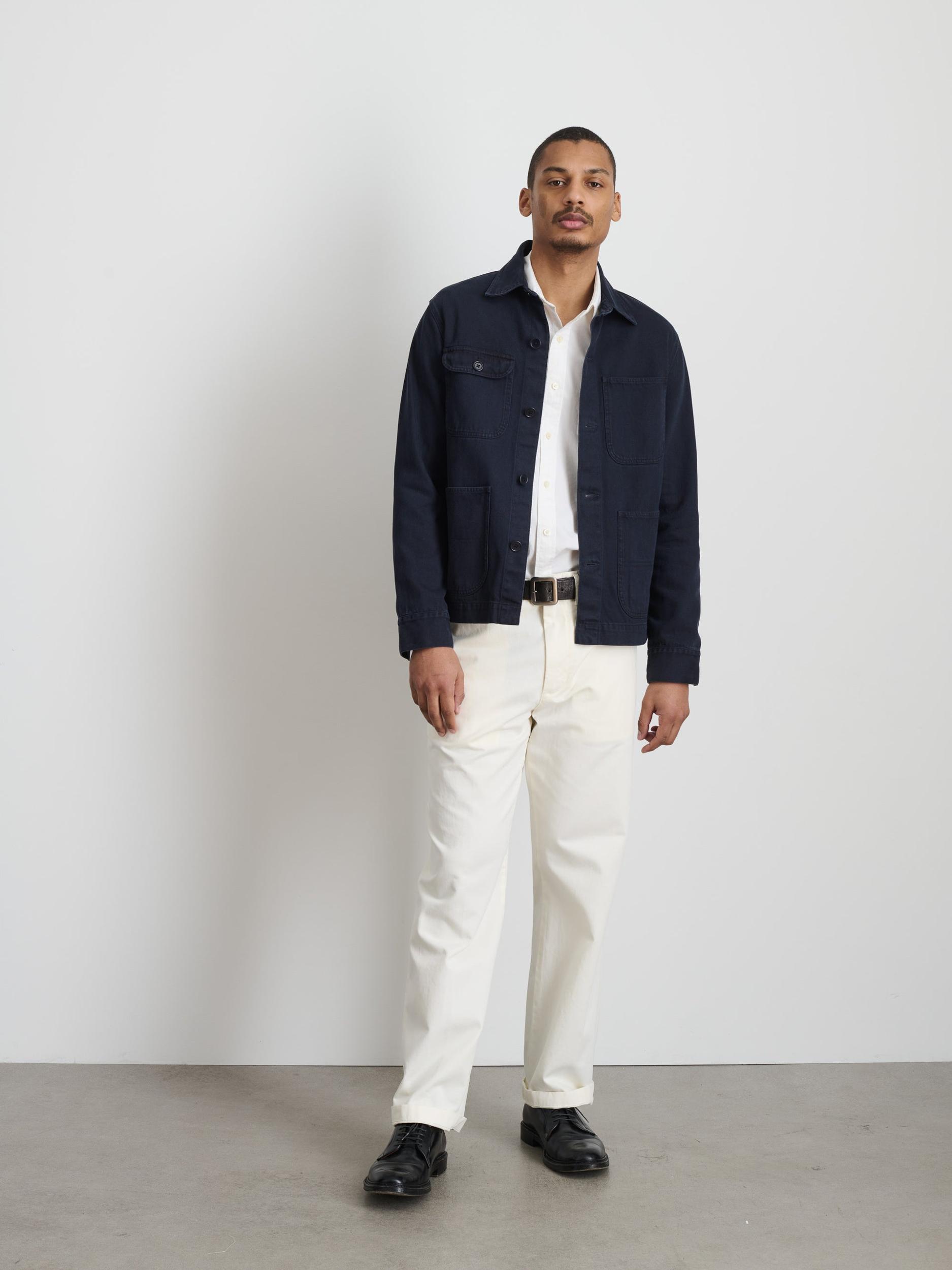 Garment Dyed Work Jacket in Recycled Denim Product Image