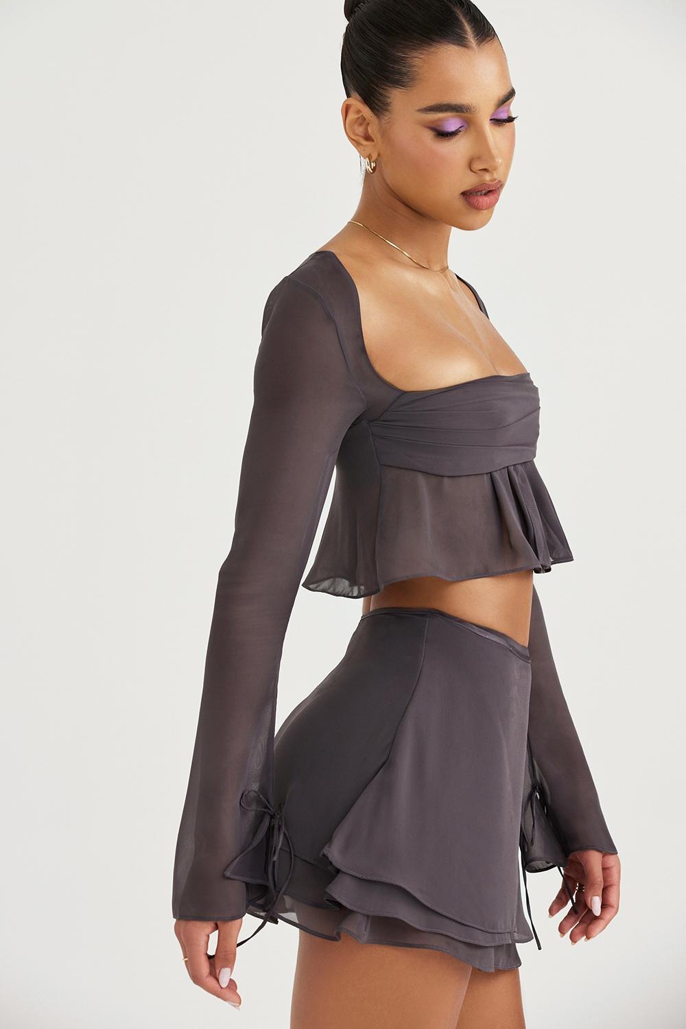 Clarice  shadow floaty layered mini skirt Product Image