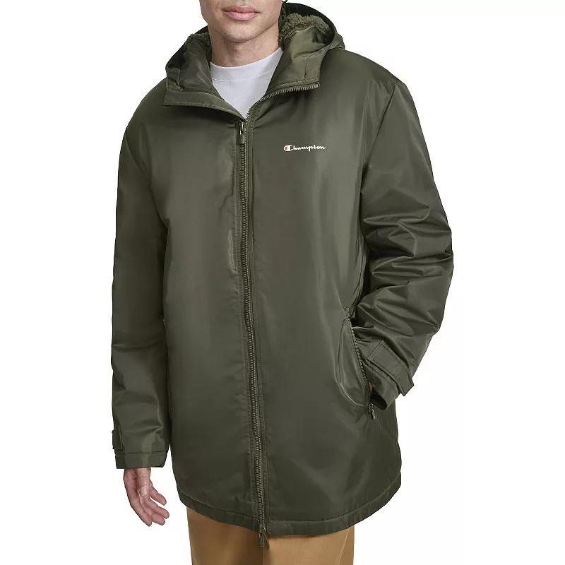 Men's Champion® Sherpa Lined Mid-Length Sideline Jacket With Hood, Size: XL, Blue Product Image