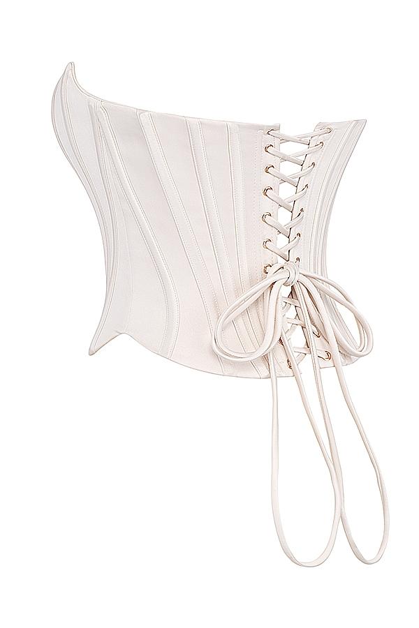Genevieve  vintage cream lace back corset Product Image