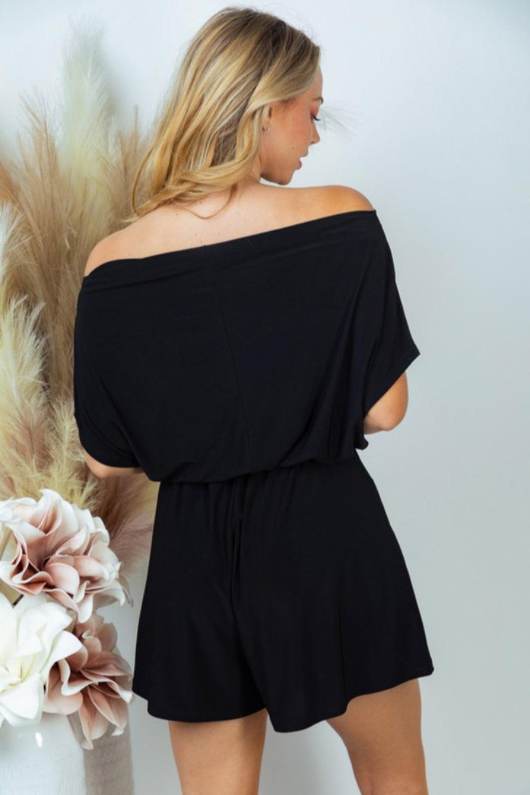 Short Sleeve Off Shoulder Romper Product Image
