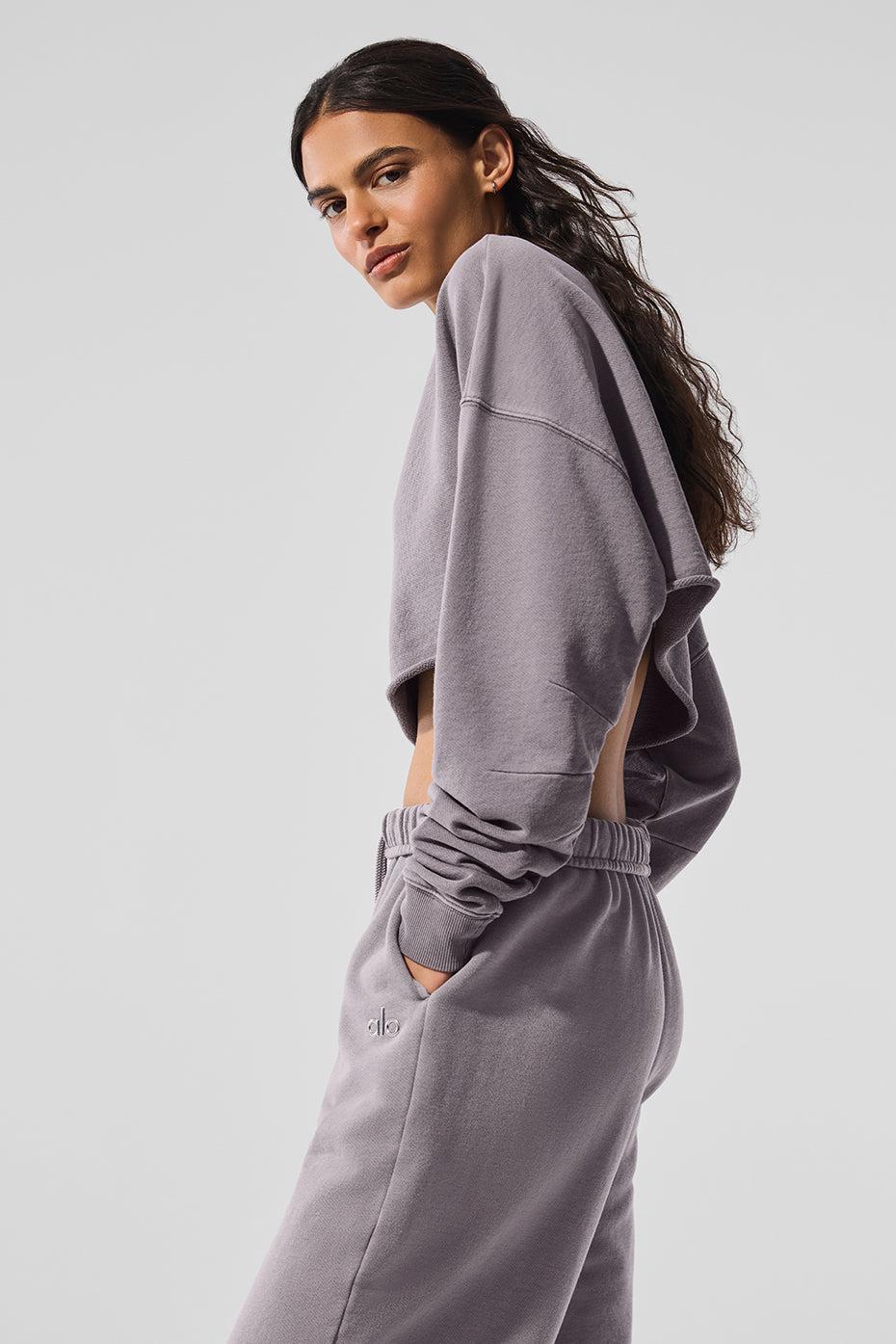 Washed Extreme Cropped Pullover - Cool Grey Wash Female Product Image