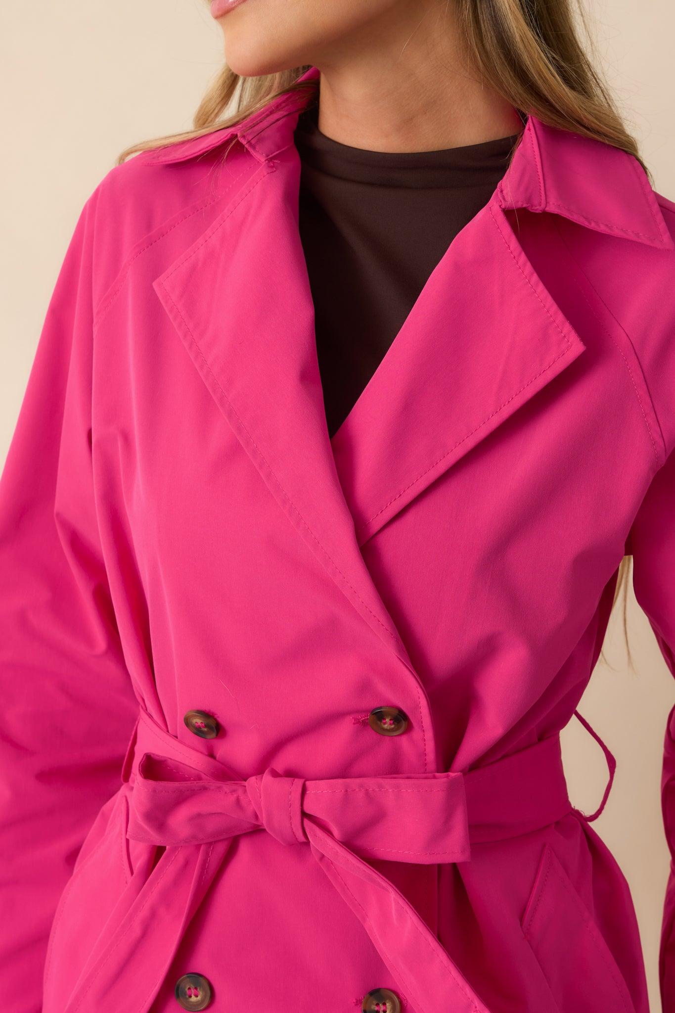 Walk It Out Magenta Trench Coat Product Image