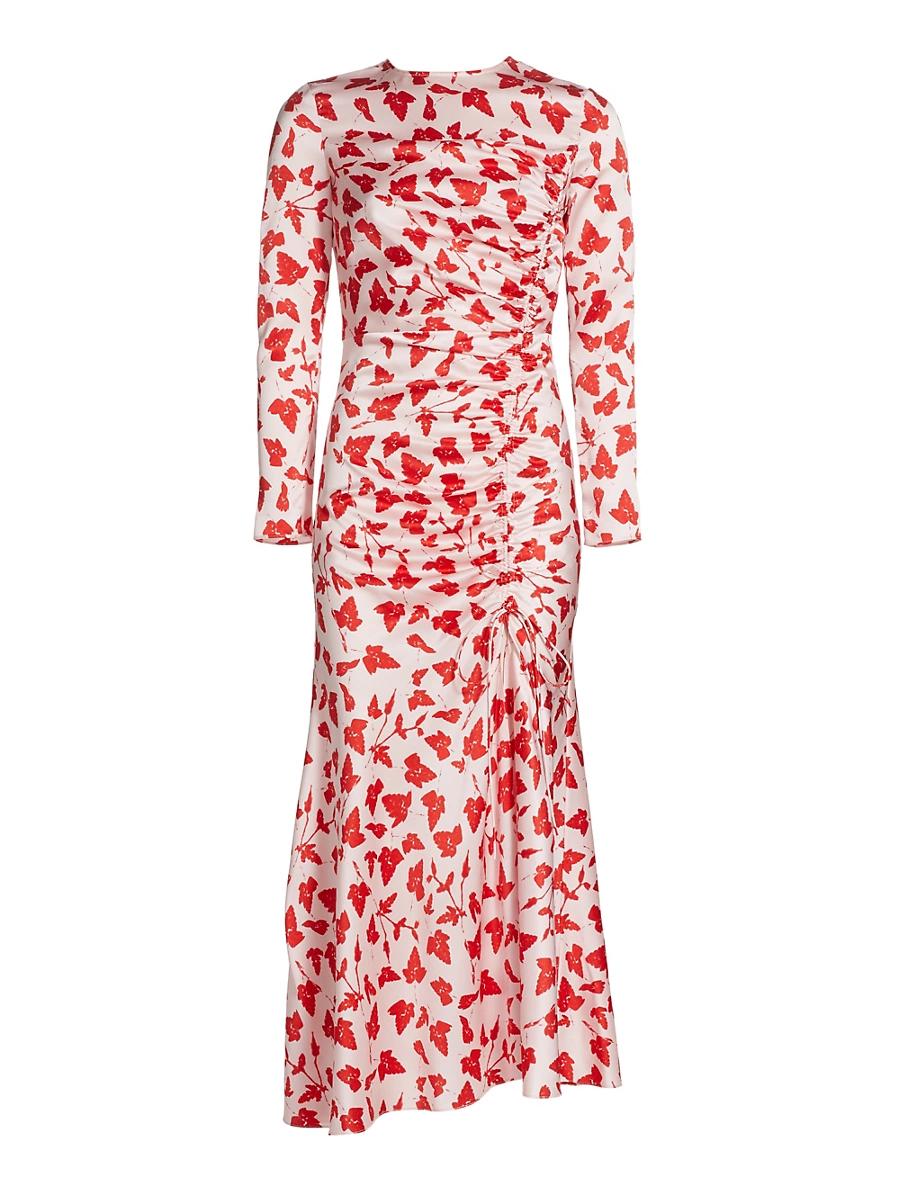 Womens Leaf Silk Ruched Dress Product Image