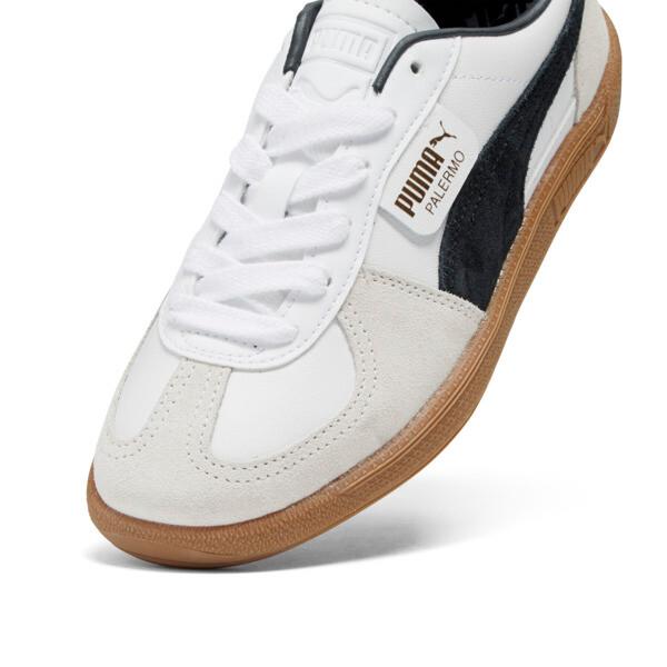 PUMA Palermo Leather Women's Sneakers in White/Vapor Grey/Gum Product Image