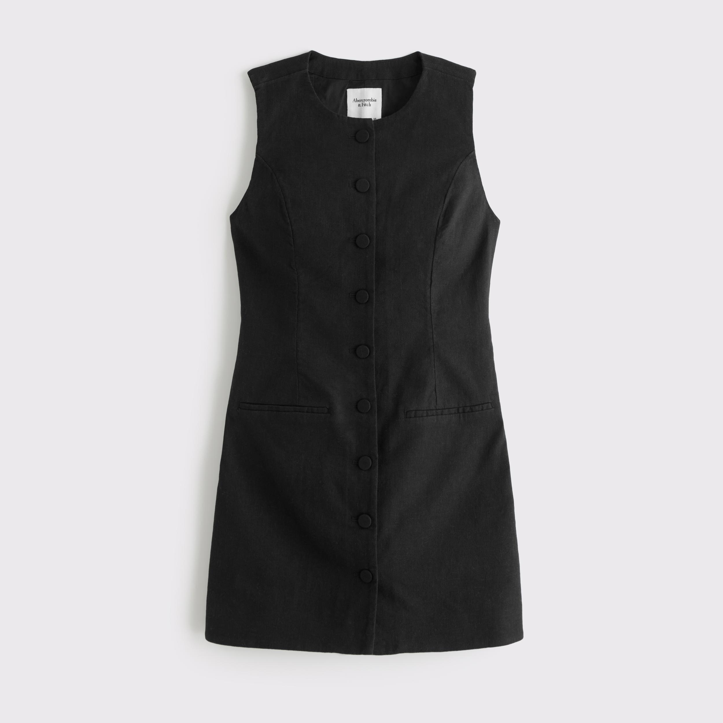 The A&F Mara Linen-Blend Mini Dress Product Image