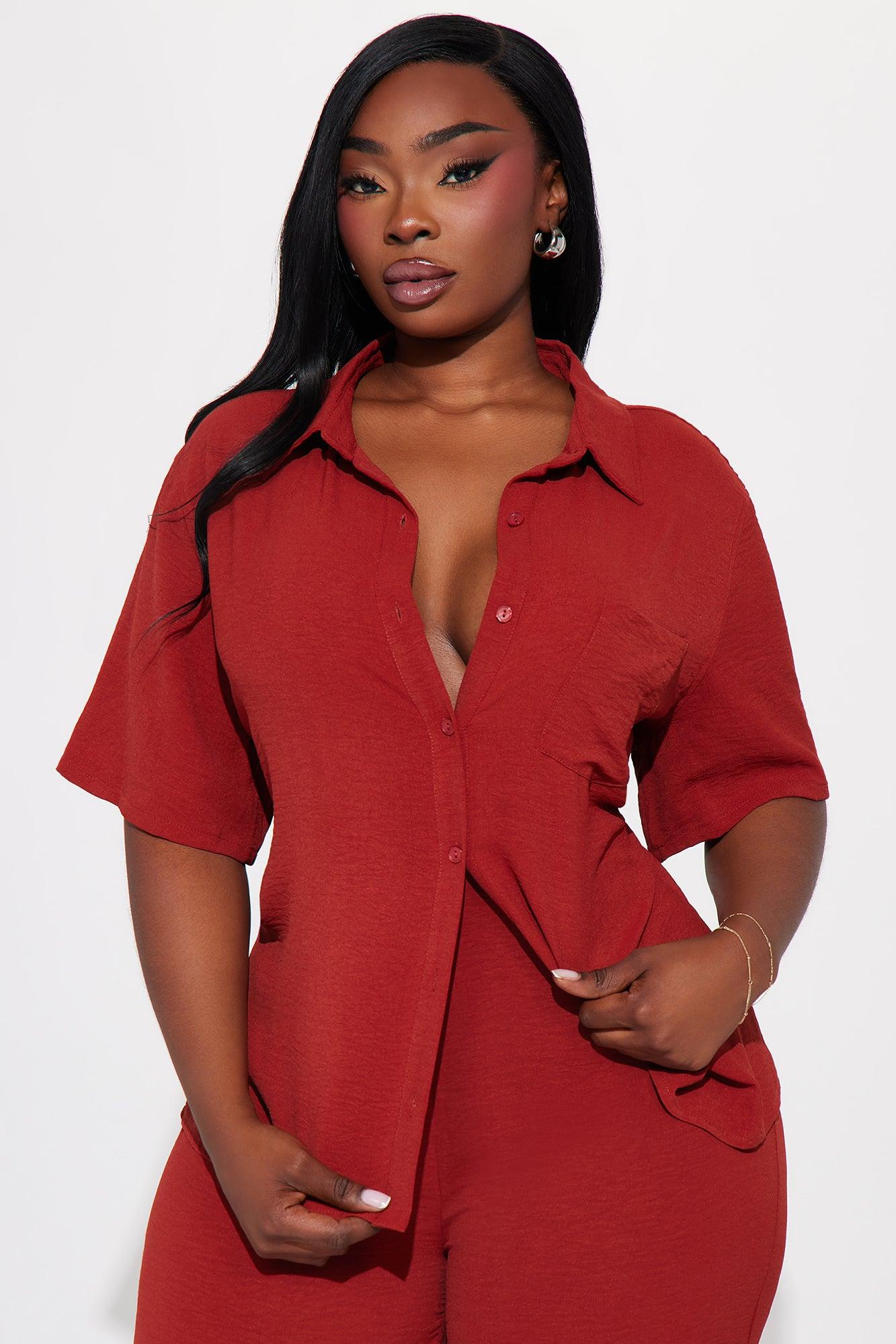 Makenzie Short Sleeve Pant Set - Rust Product Image