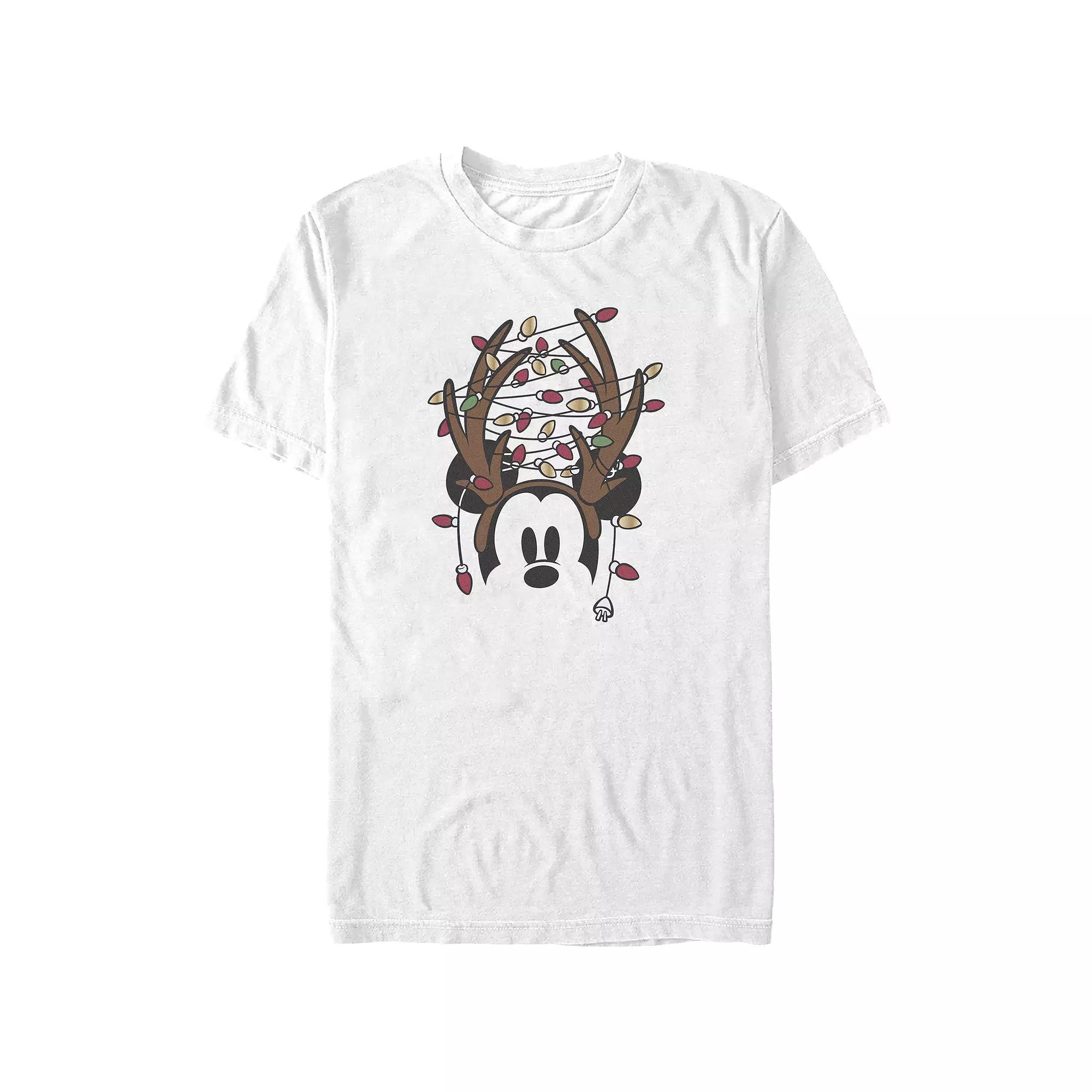 Disney's Mickey Mouse Antlers With Christmas Lights Big & Tall Graphic Tee, Men's,  Product Image