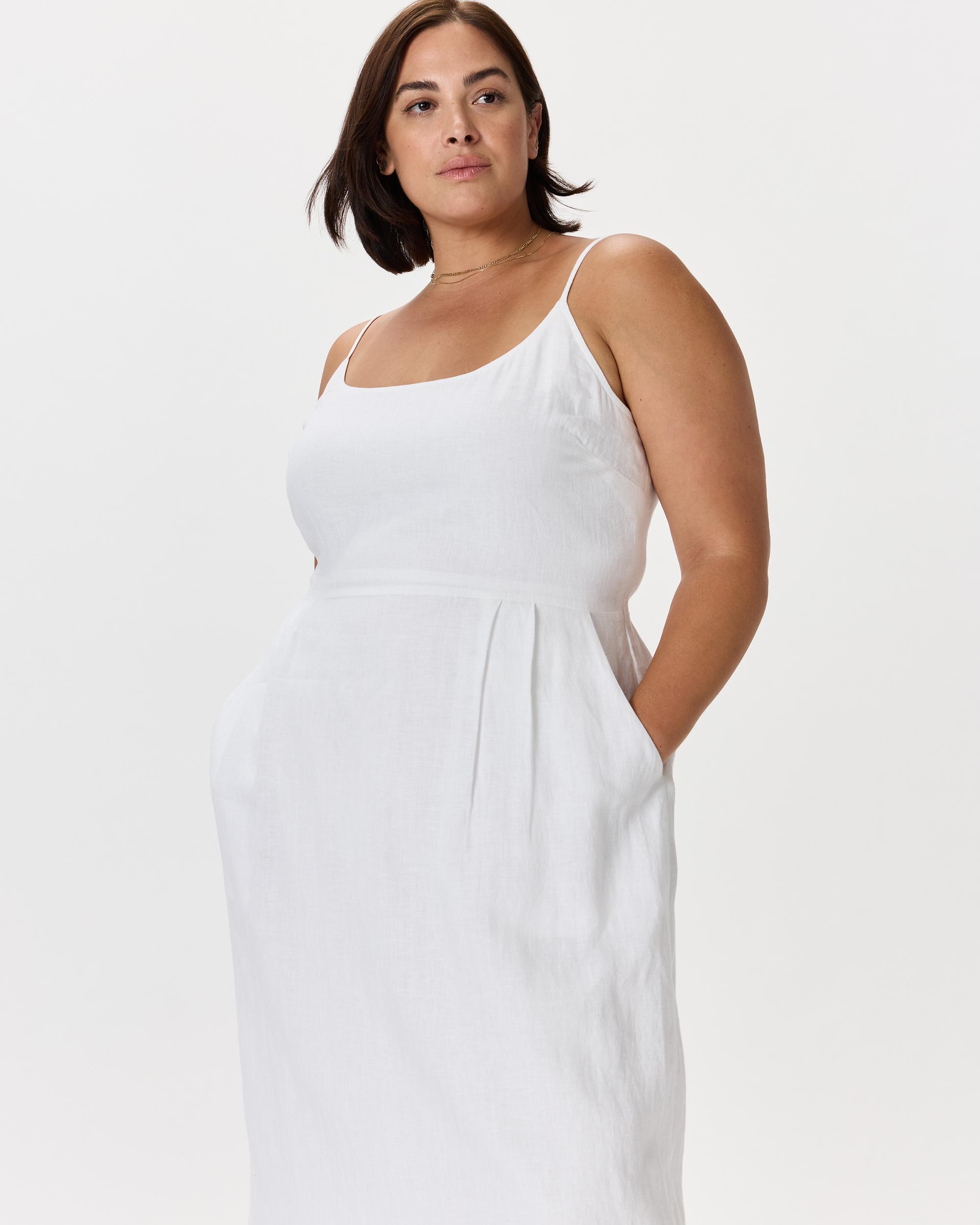 Quince | Women's 100% European Linen Scoop Neck Midi Dress Product Image