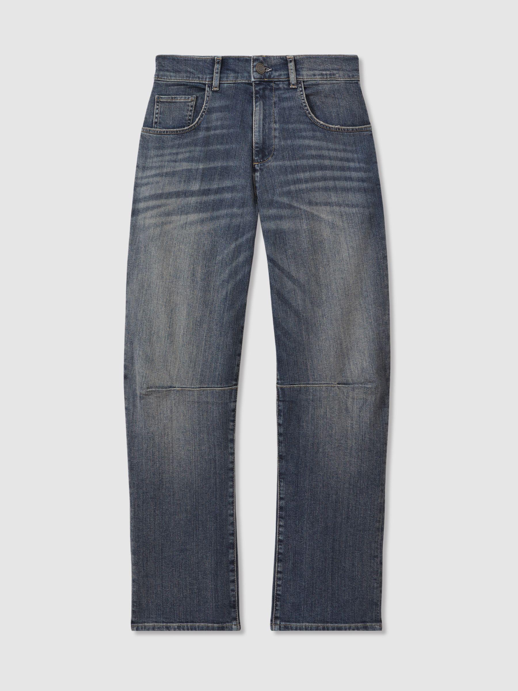 Barrel-Leg Dart Jeans in Mid Blue Product Image