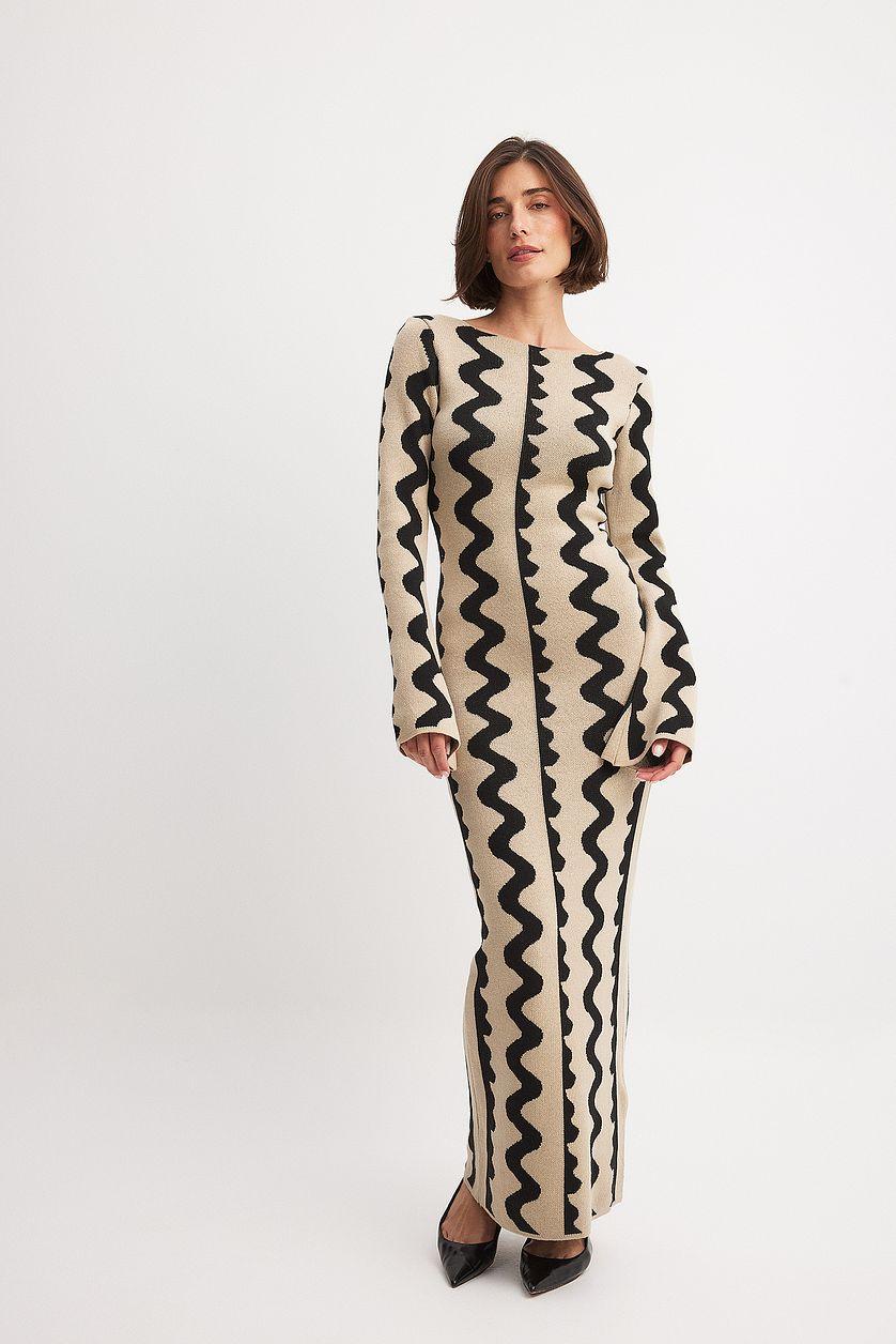 Wide Sleeve Knitted Maxi Dress Multicolor Product Image