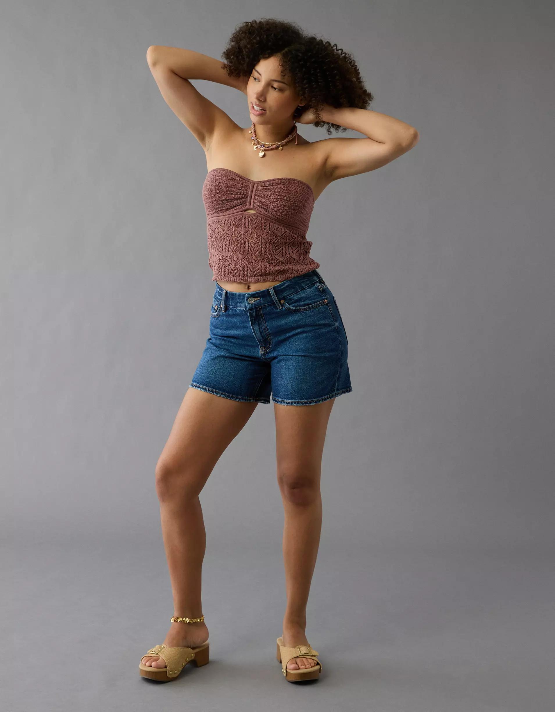 AE Cropped Crochet Tube Top Product Image