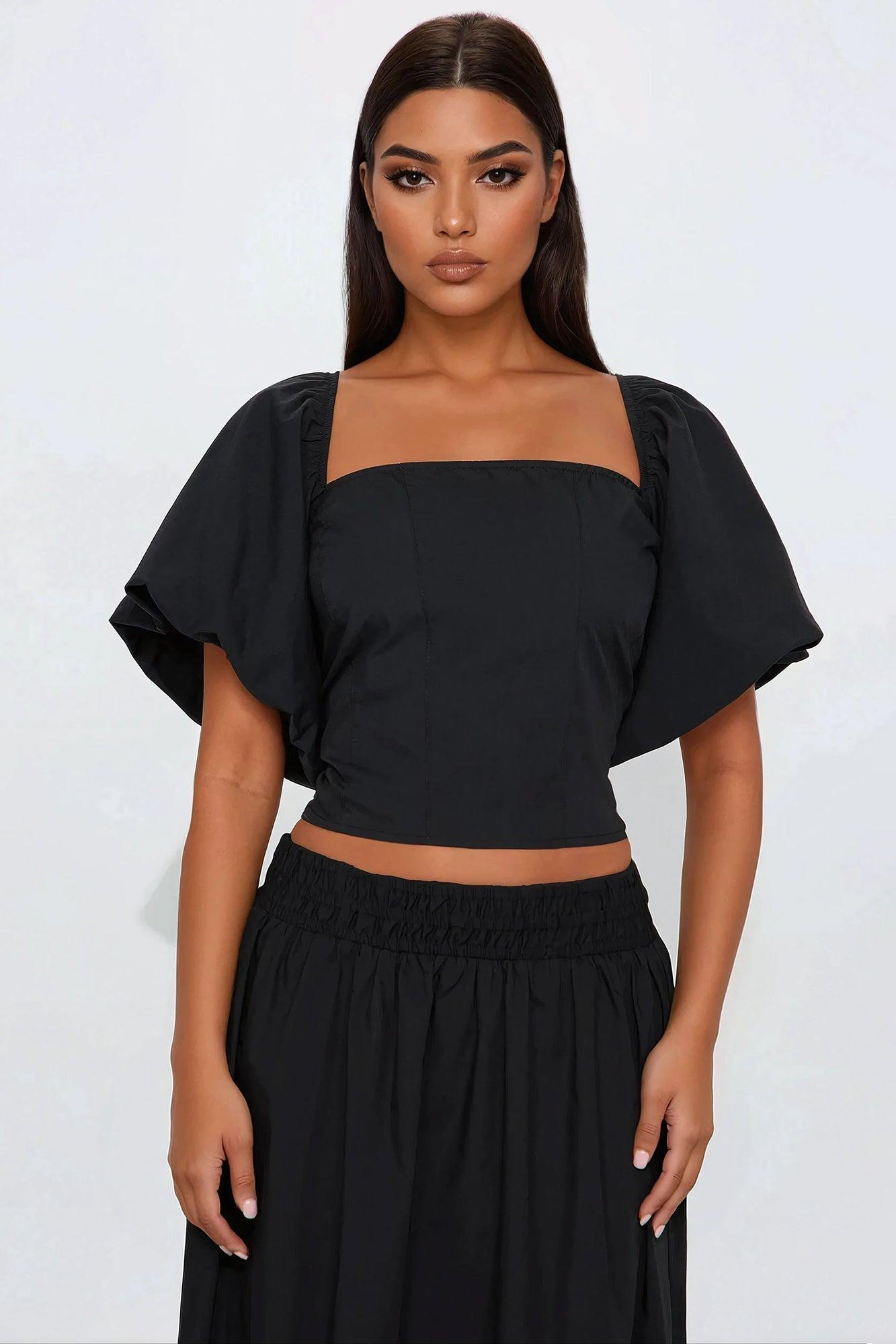 Let's Runaway Together Midi Skirt Set - Black Product Image