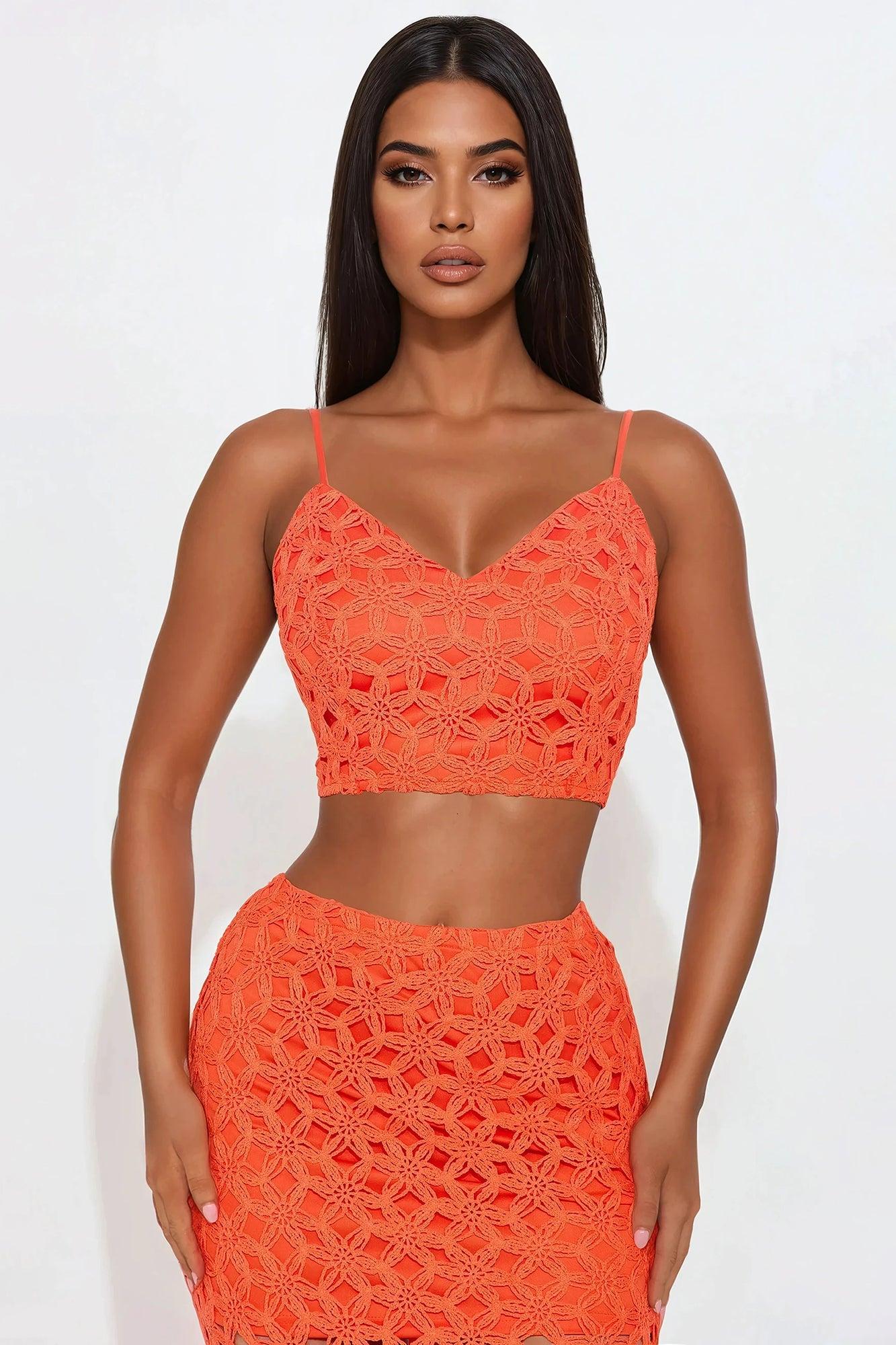 Carmen Crochet Maxi Skirt Set - Orange Product Image