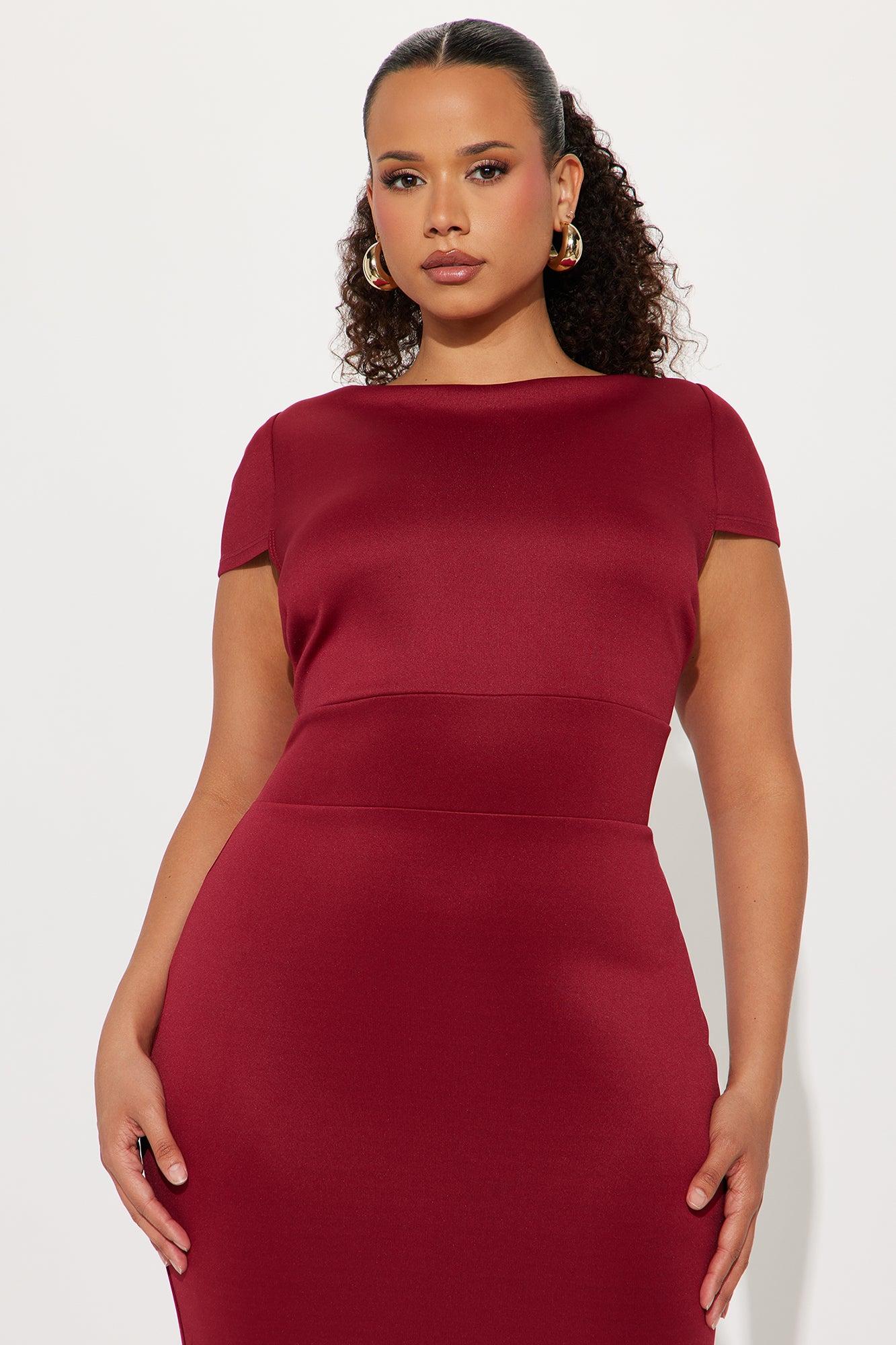 Adelaide Short Sleeve Midi Dress - Burgundy Product Image