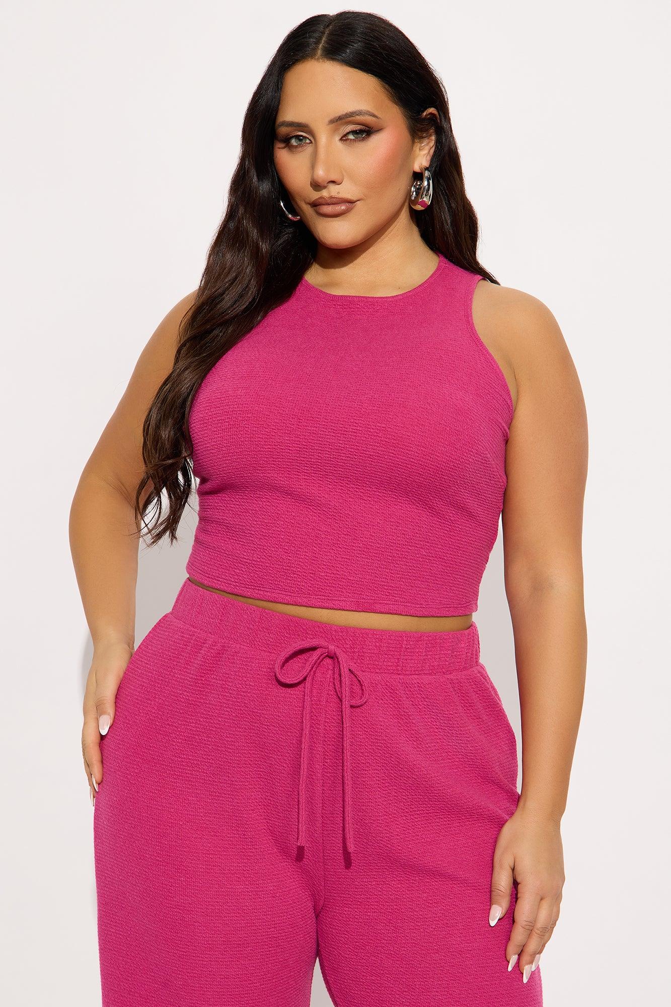 Alana Textured Wide Leg Pant Set - Magenta Female Product Image