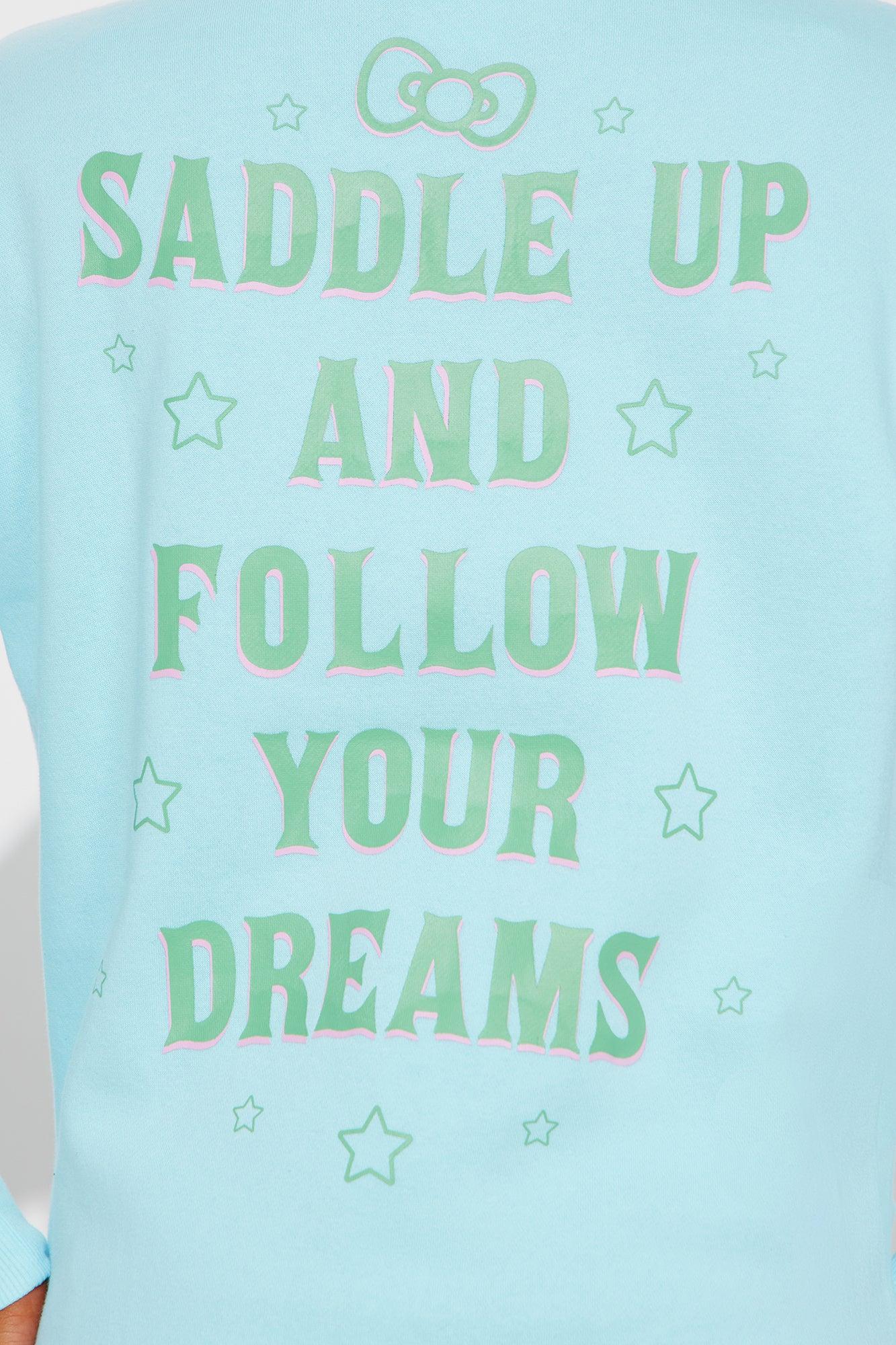 Saddle Up Hello Kitty Sweatshirt - Light Blue Product Image