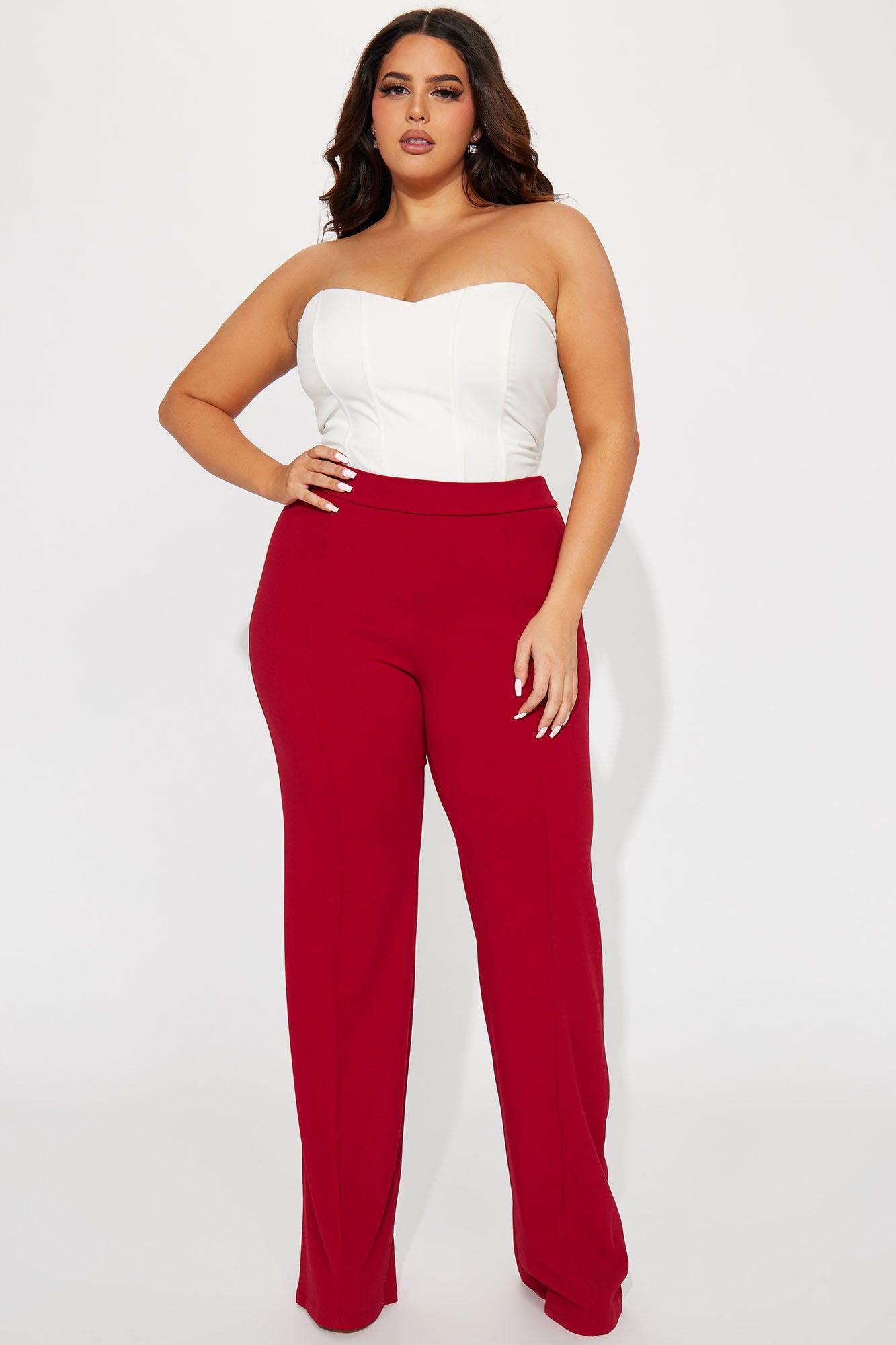Tall Victoria High Waisted Dress Pants - Red Product Image