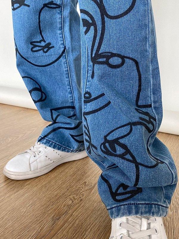 Art Abstract Lines Drawing Boyfriend Jeans Product Image