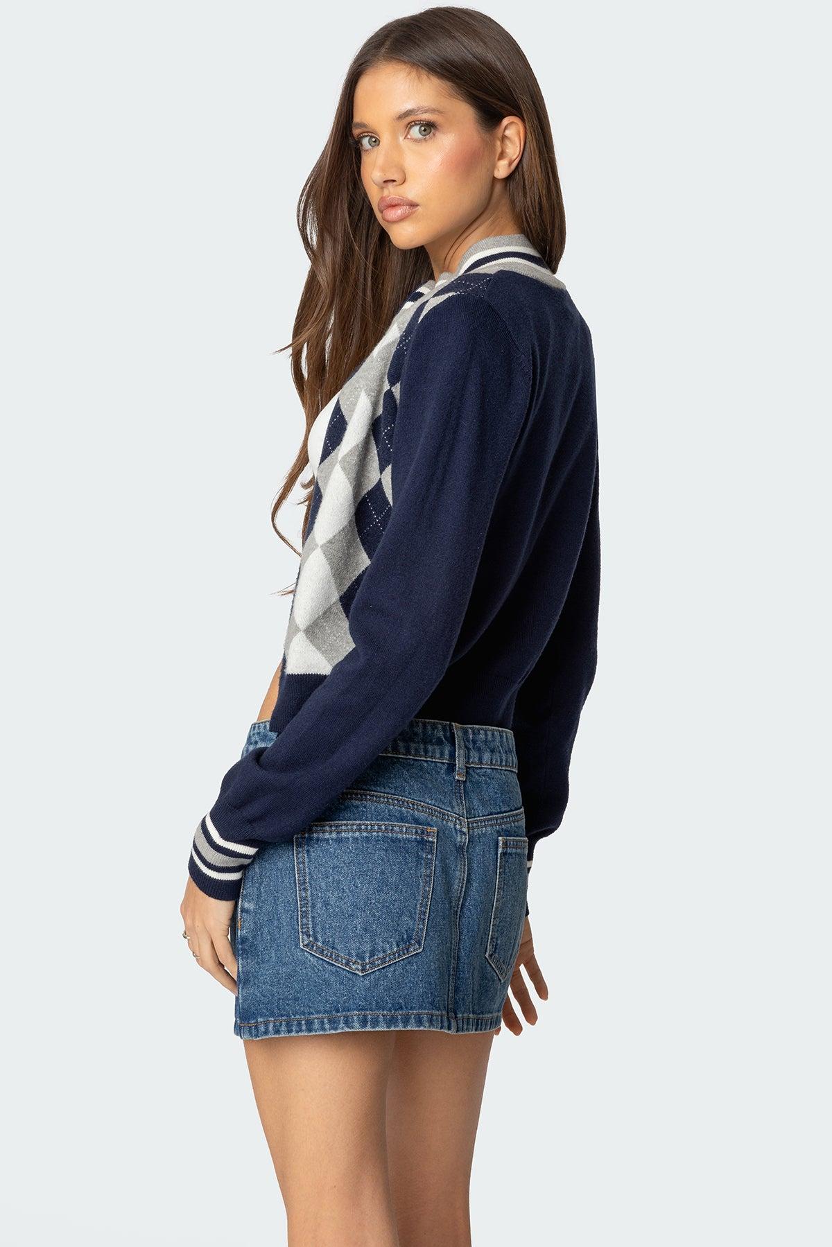 Madisen Argyle Knit Cardigan Product Image