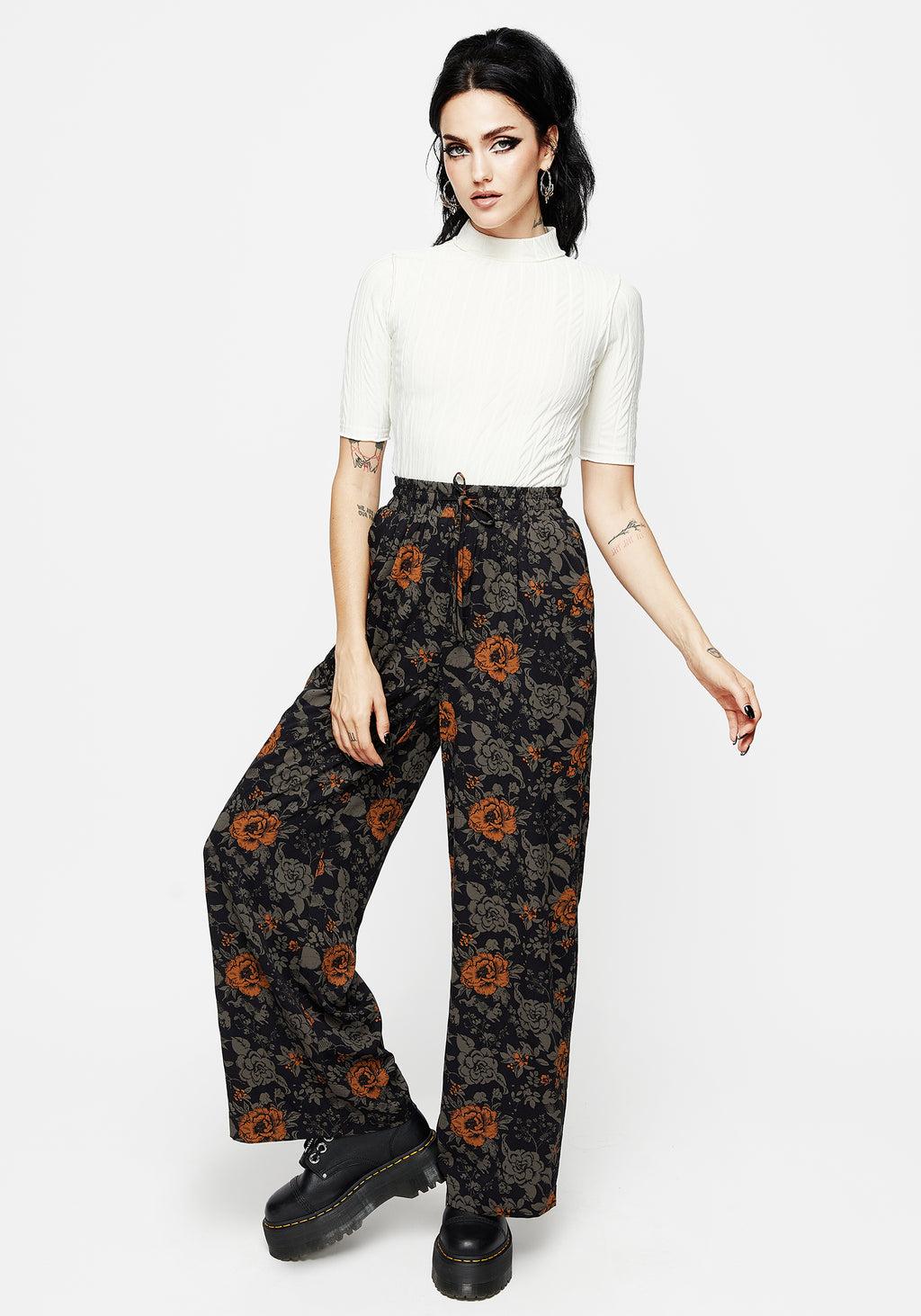 Mortify Floral Print Wide Leg Trousers Product Image