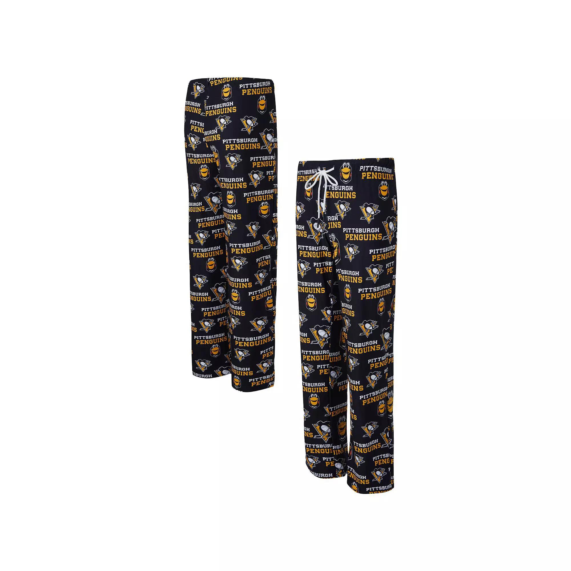 Women's Concepts Sport Black Pittsburgh Penguins Zest Allover Print Knit Pants,  Product Image