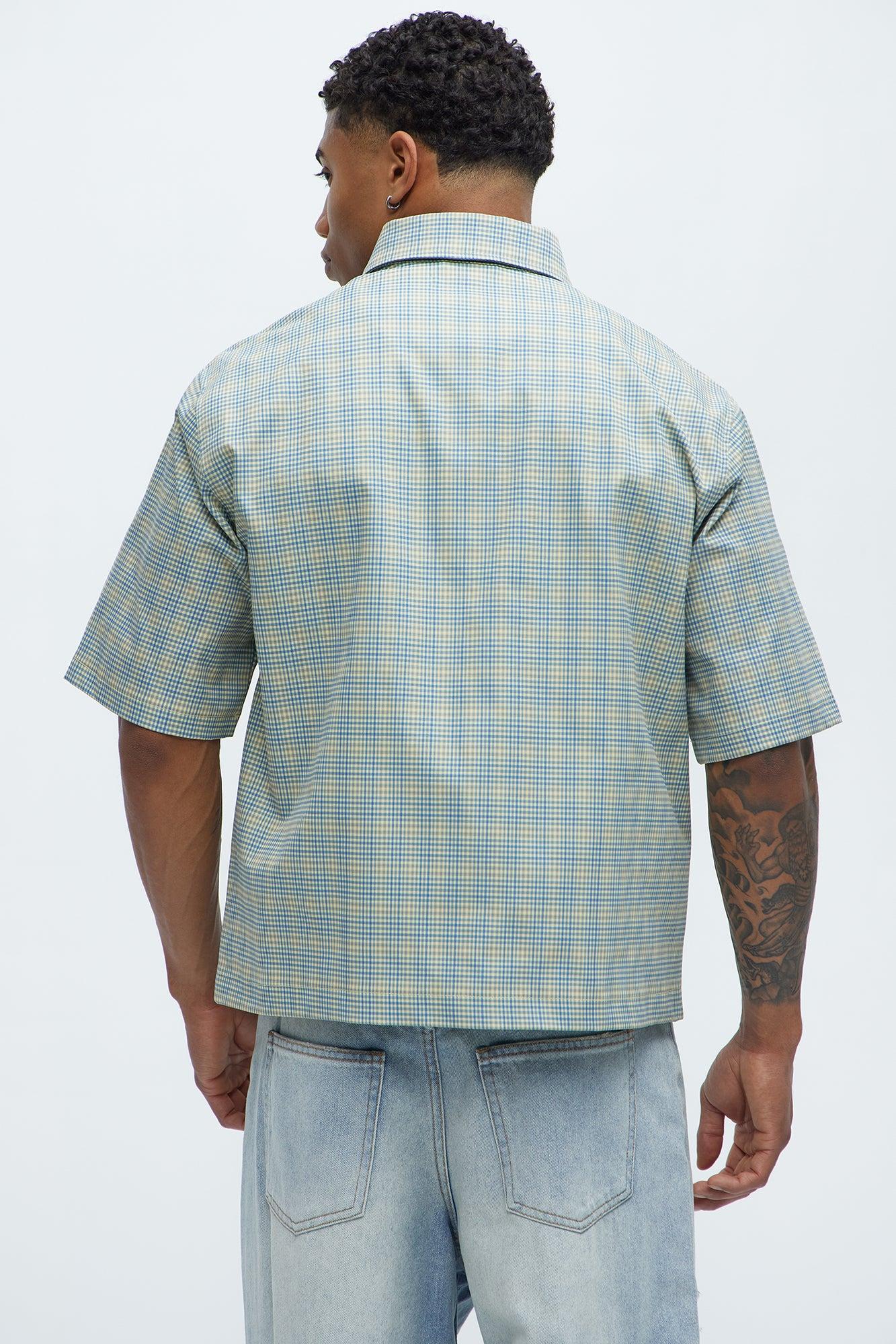 Cropped Pin Up Graphic Button Up Shirt - Green/combo Product Image