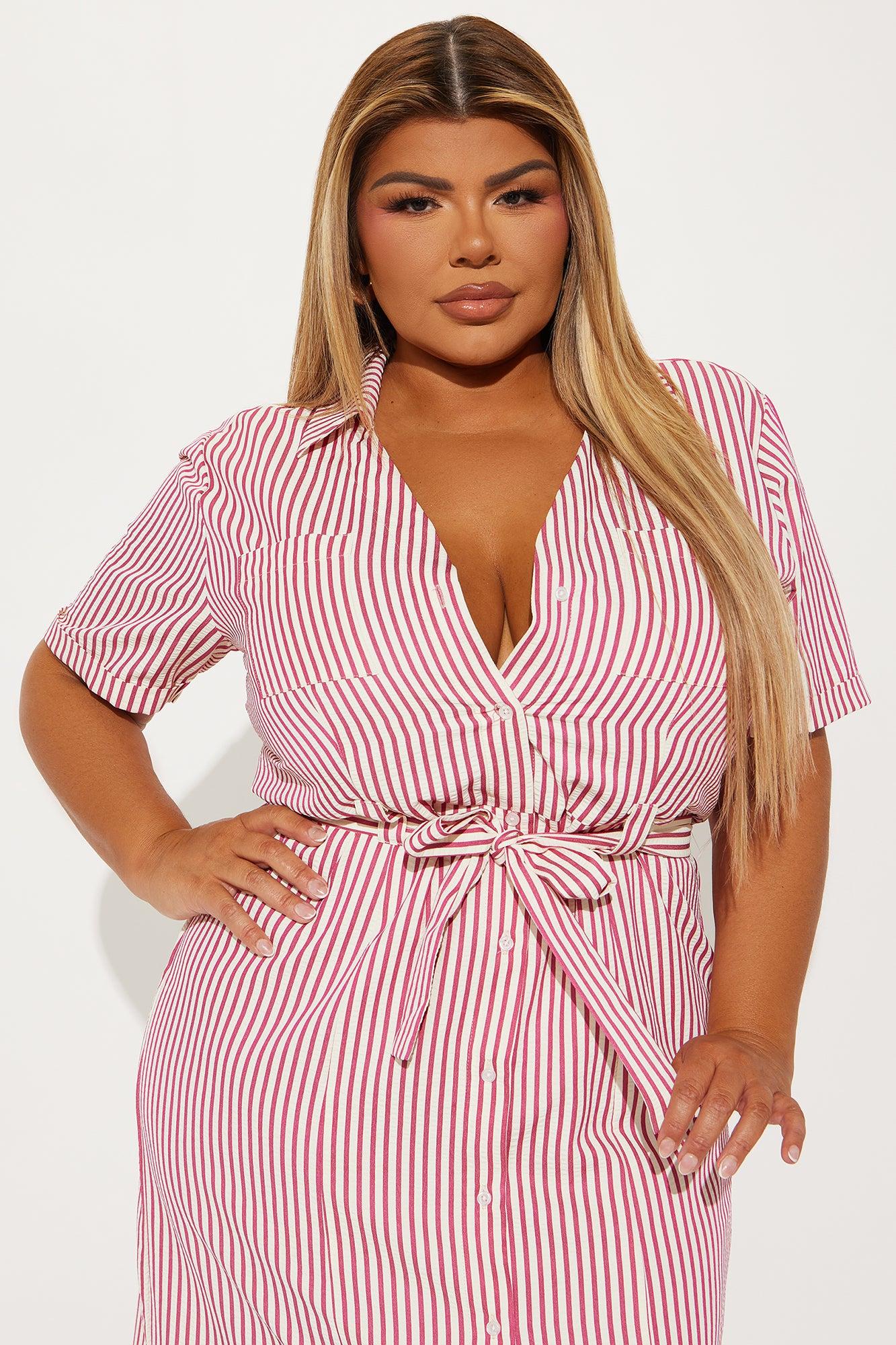 Beach House Getaway Striped Midi Dress - Red/combo Product Image