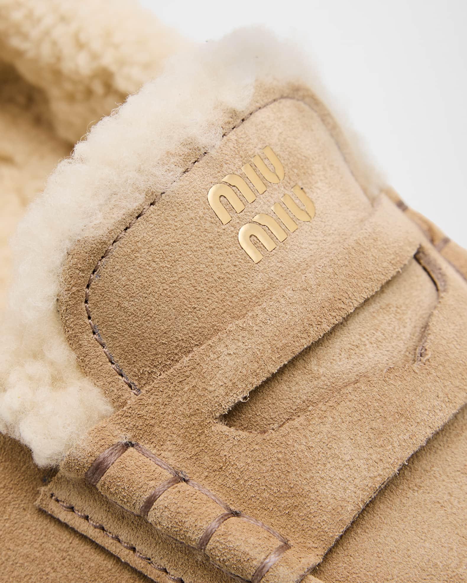 Shearling Lined Suede Penny Loafers Product Image