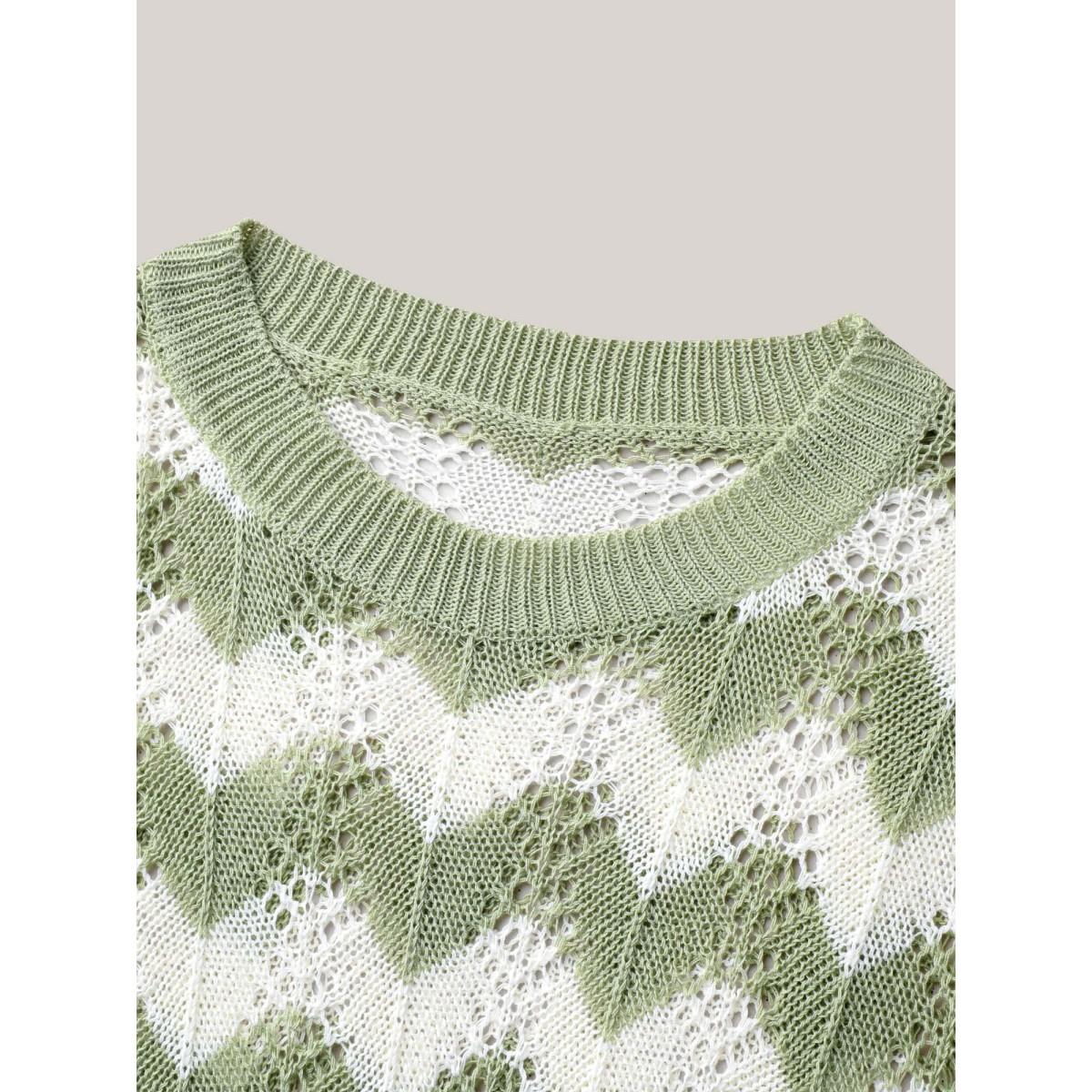 Plus Size Textured Cut-Out Round Neck Pullover Greenbean Women Casual Loose Long Sleeve Round Neck Everyday Pullovers BloomChic 10/M Product Image