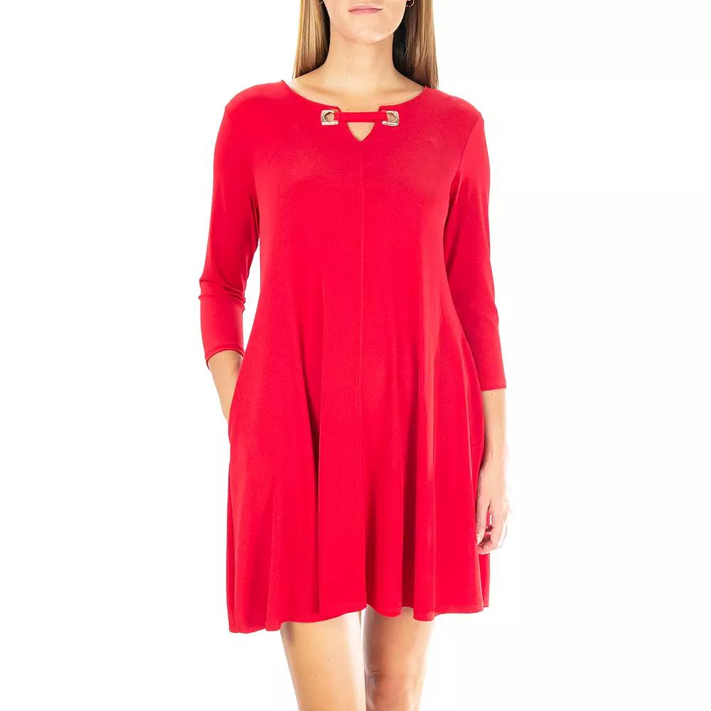 Women's Nina Leonard Embellished Keyhole Swing Dress,  Product Image