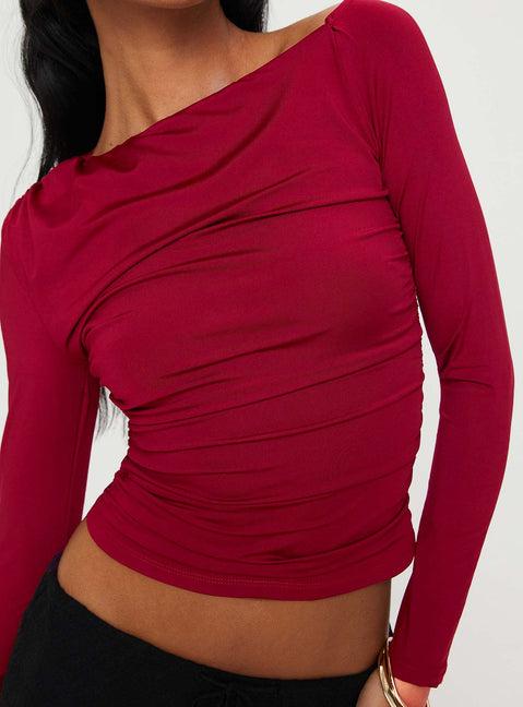 Spiller Off The Shoulder Top Burgundy Product Image