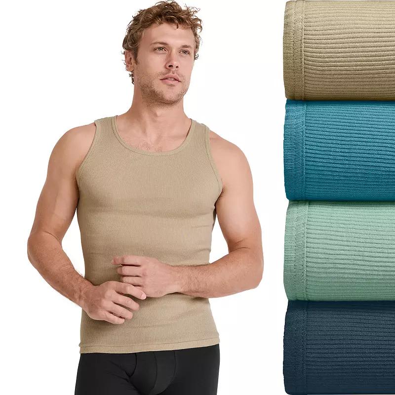 Men's Jockey® 4-Pack Fitted Tank Top A-Shirts, Size: Medium, Teal Grey Team Product Image