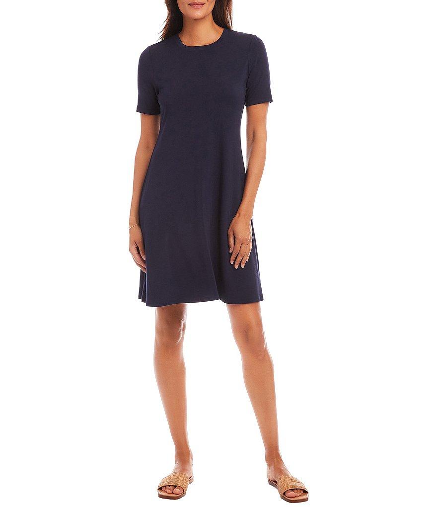 Karen Kane Knit Crew Neck Short Sleeve A-Line Dress Product Image